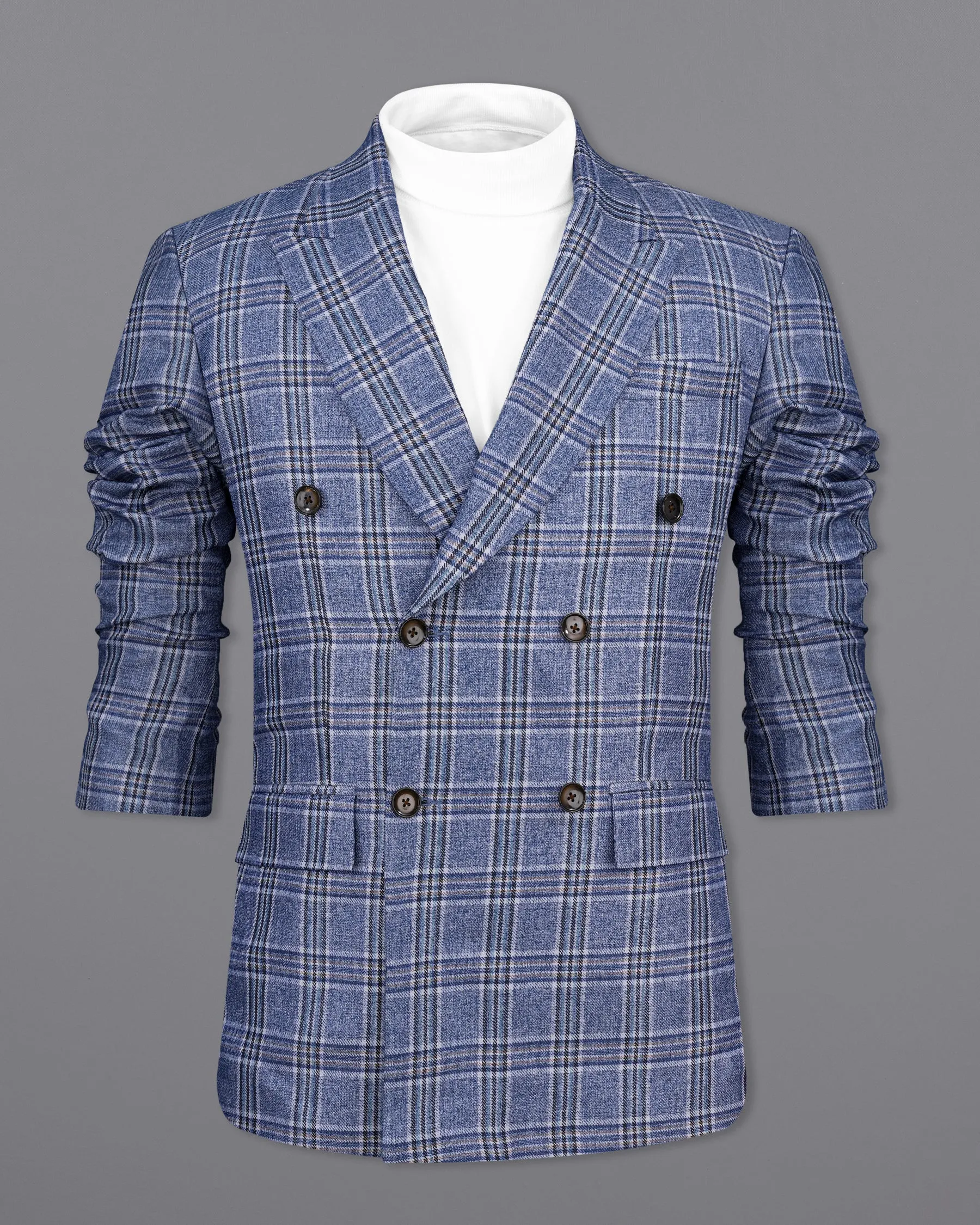 Bayoux Blue Plaid Double Breasted Suit