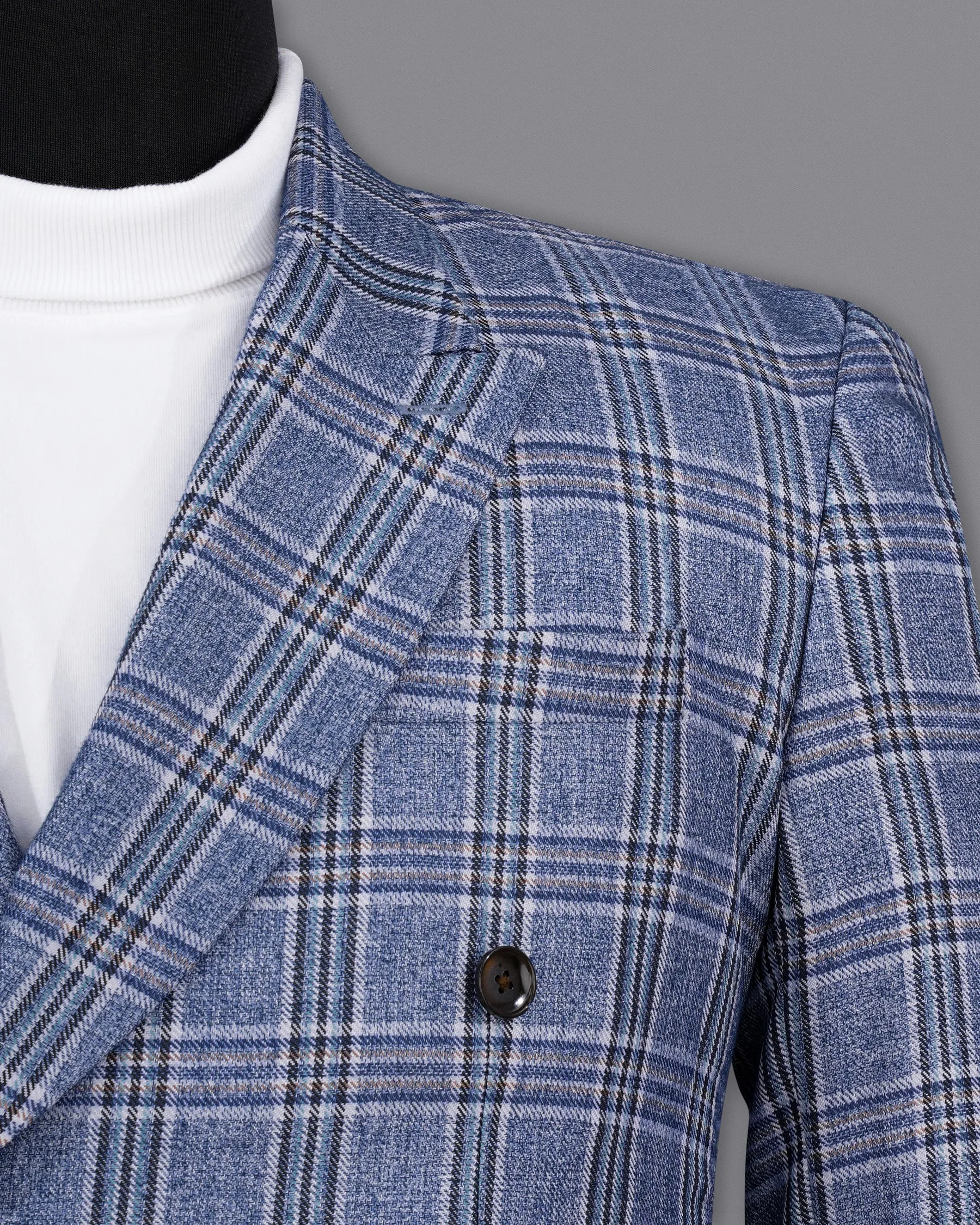 Bayoux Blue Plaid Double Breasted Suit