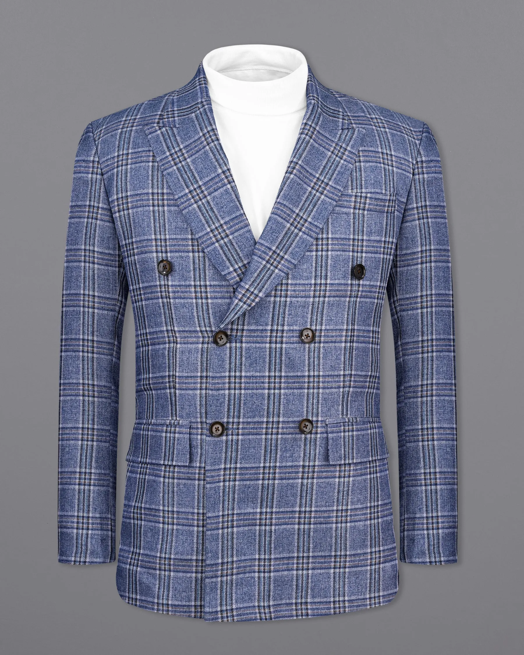 Bayoux Blue Plaid Double Breasted Suit