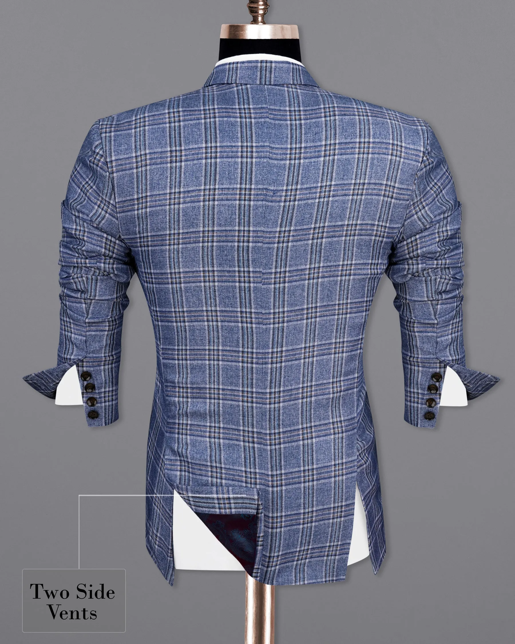 Bayoux Blue Plaid Double Breasted Suit