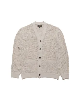 Beams Plus Cardigan Argyle Mesh Beige