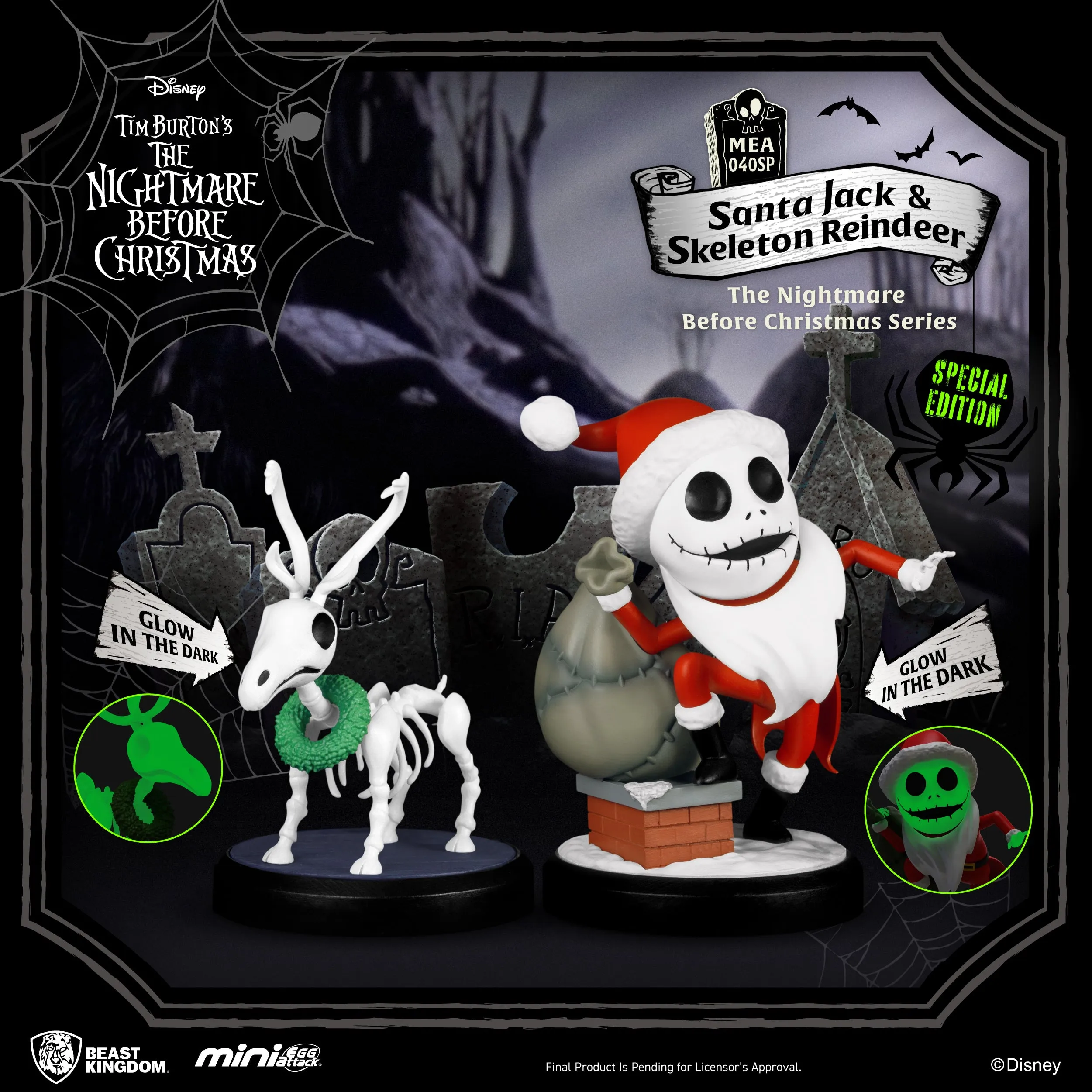 Beast Kingdom MEA-040SP The Nightmare Before Christmas Series Santa jack & Skeleton Reindeer Mini Egg Attack Figure