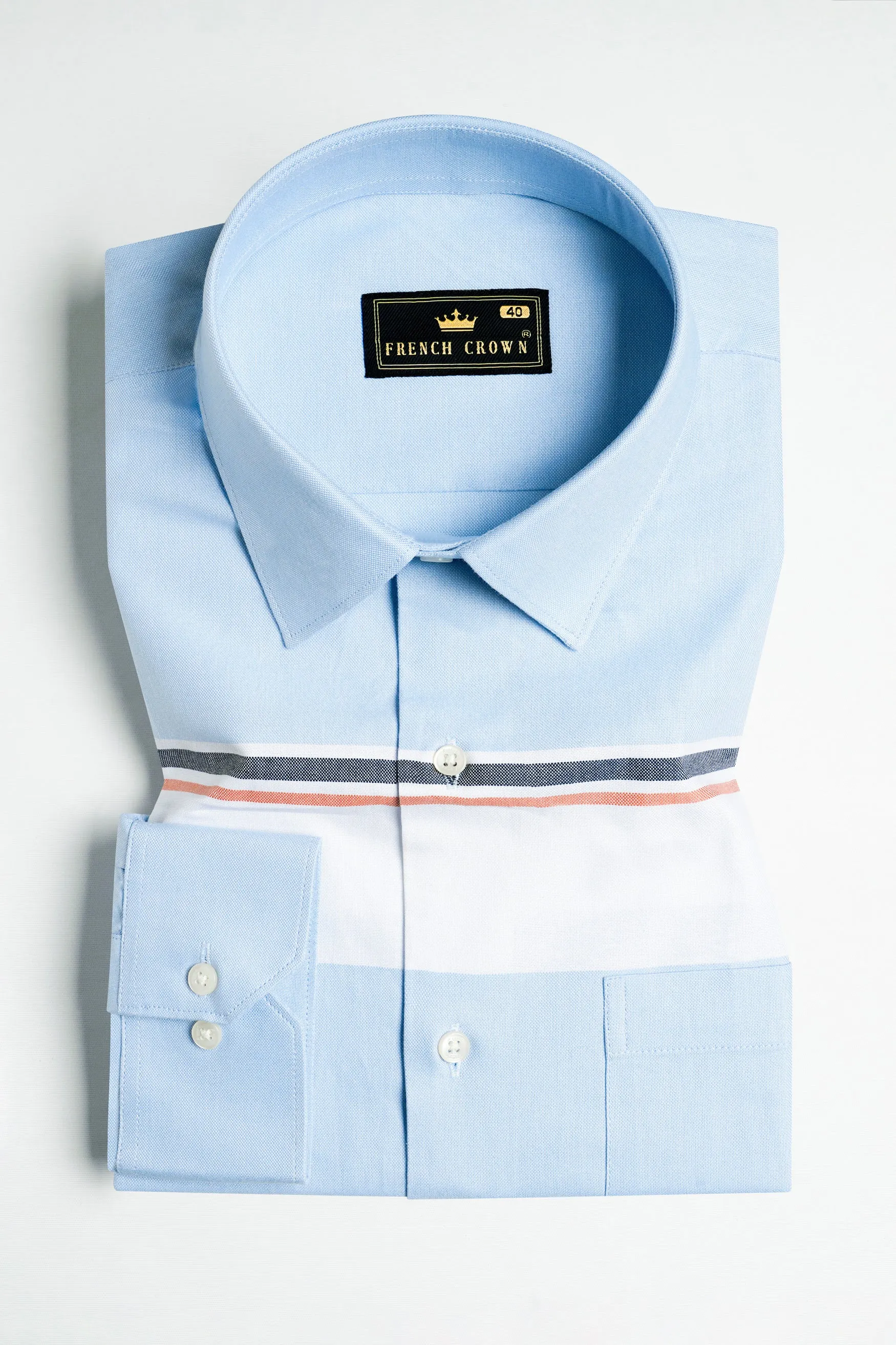 Beau Blue and Bright White Multicolour Striped Royal Oxford Shirt