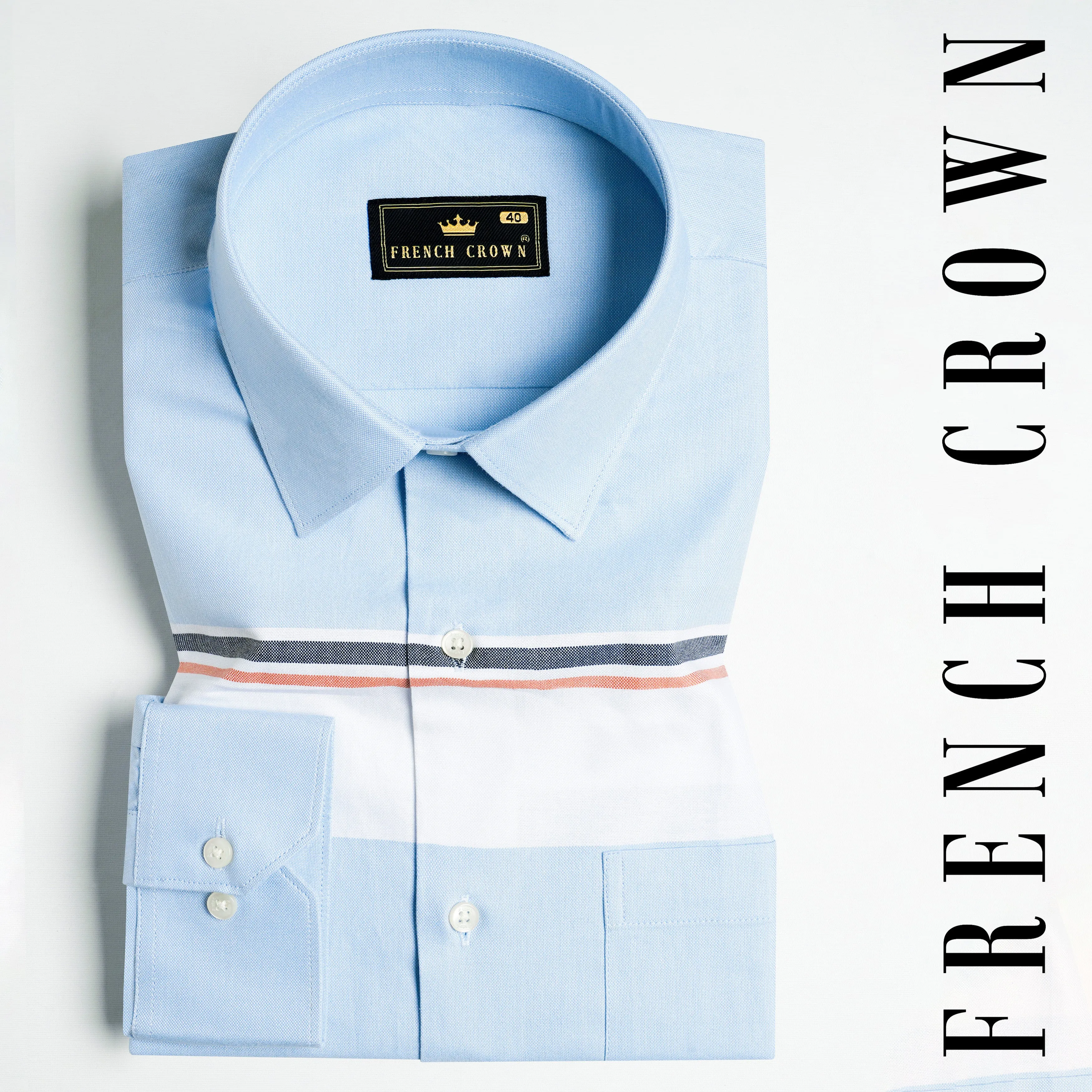 Beau Blue and Bright White Multicolour Striped Royal Oxford Shirt