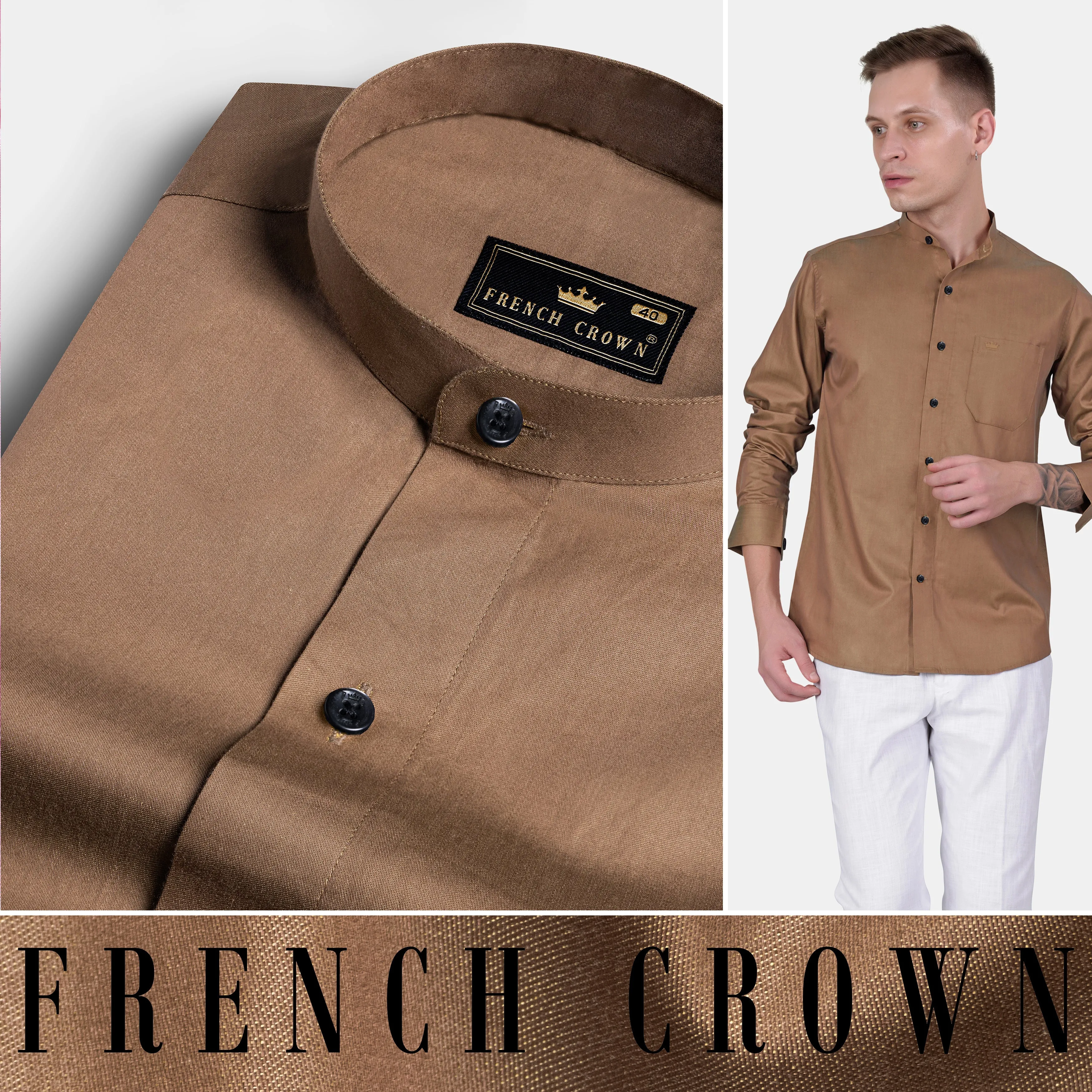 Beaver Brown Two Tone Chambray Shirt