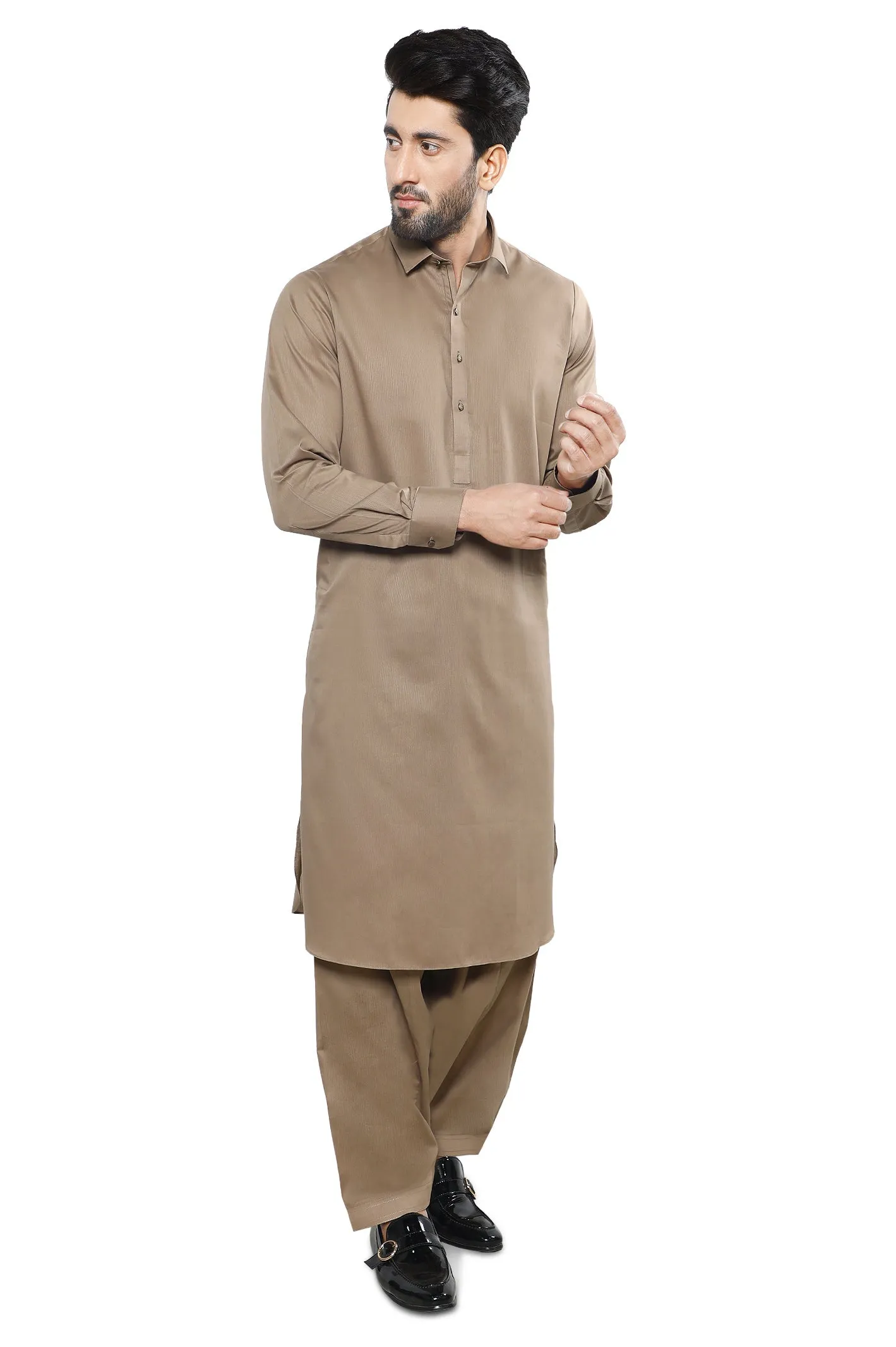 Beige Cotton Shalwar Kameez