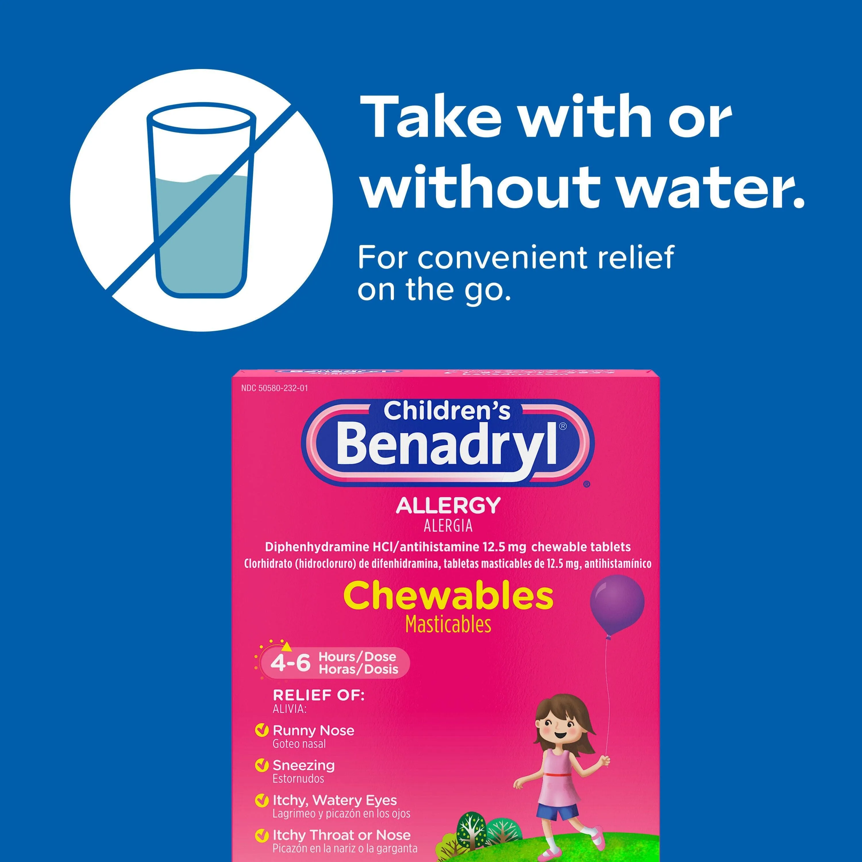 Benadryl Childrens Allergy Chewables Grape 20 Tablets