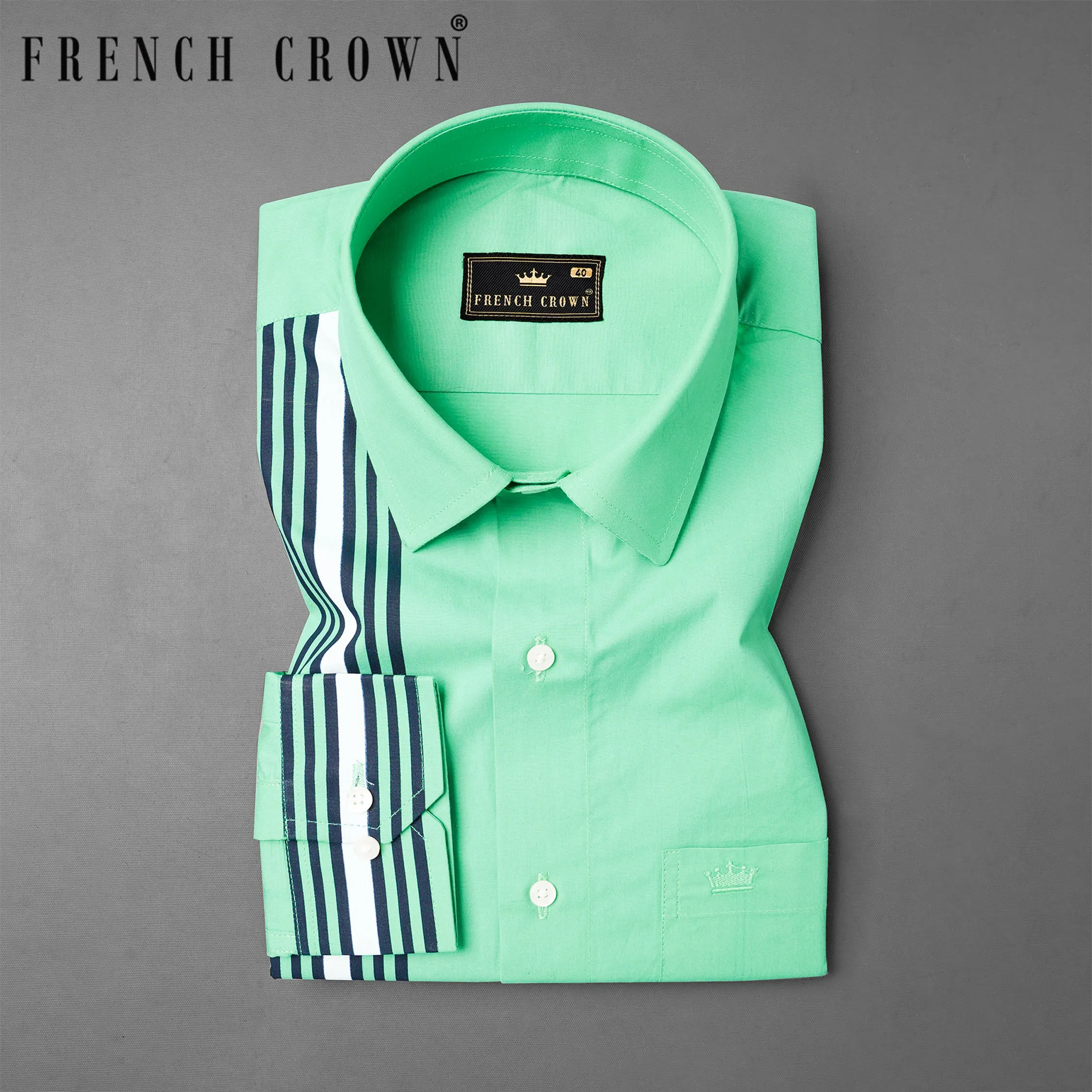 Bermuda Green with Striped Premium Cotton Shirt