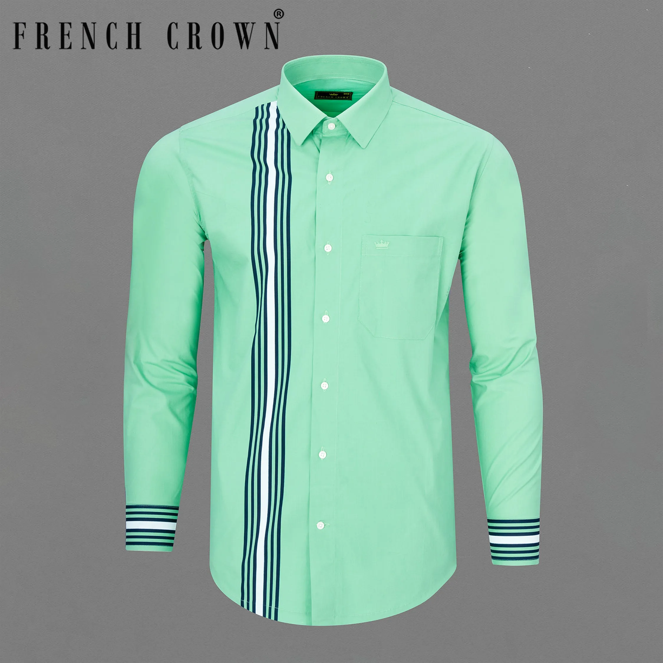 Bermuda Green with Striped Premium Cotton Shirt