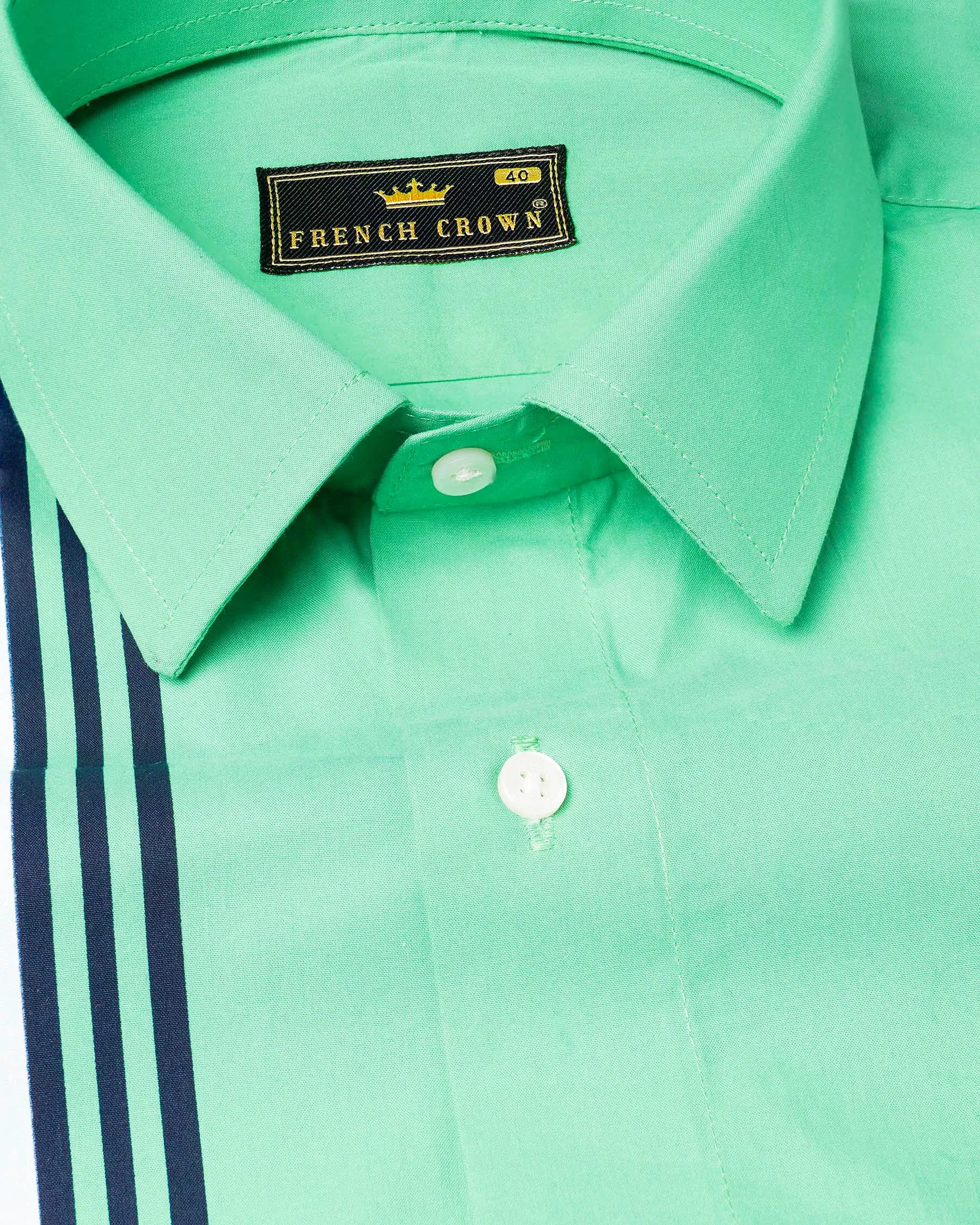 Bermuda Green with Striped Premium Cotton Shirt