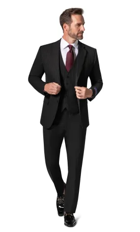 Berragamo BP04K-E32 3PC Slim Suit - Black