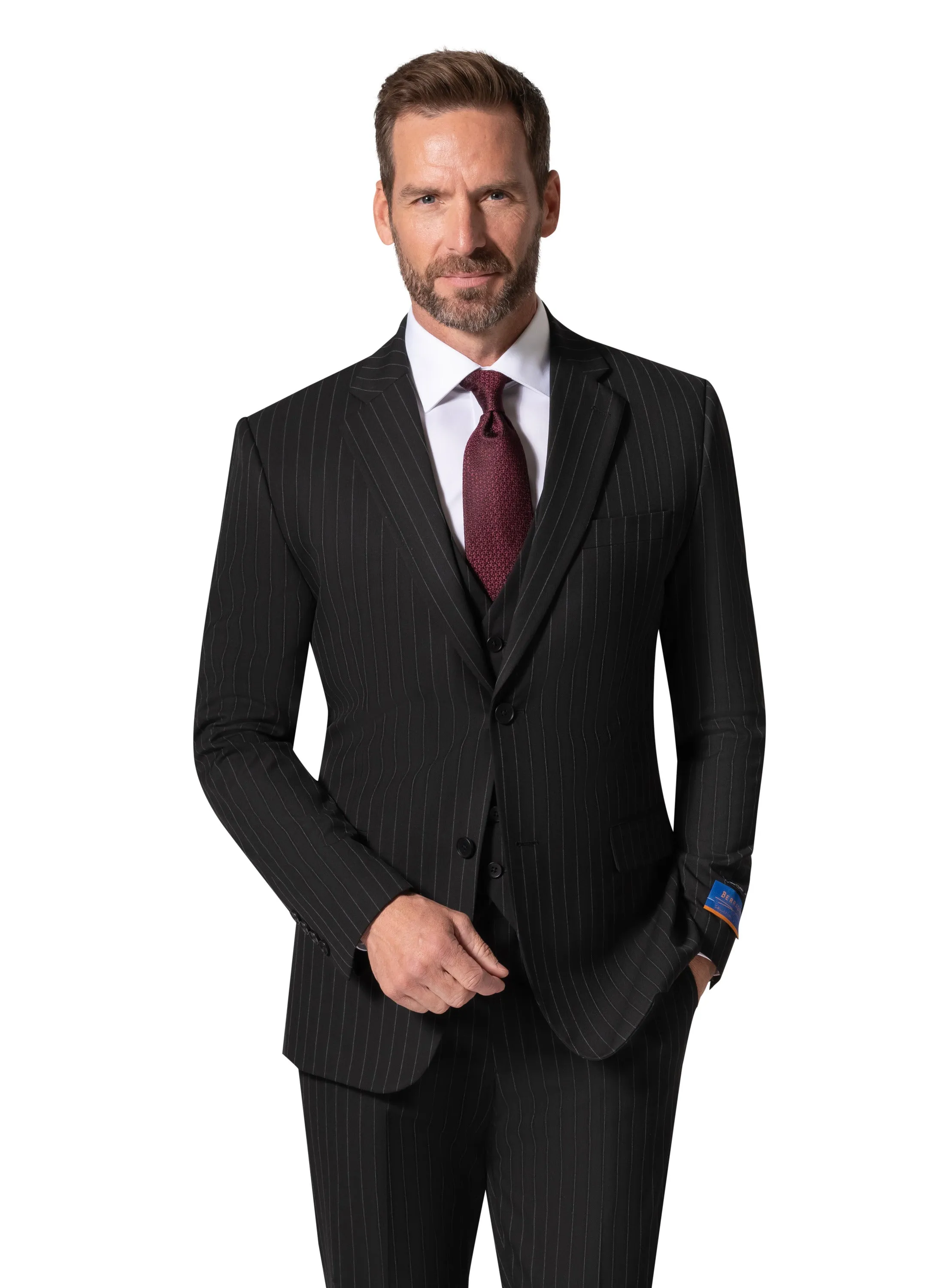 Berragamo BP04K-E32 3PC Slim Suit - Black