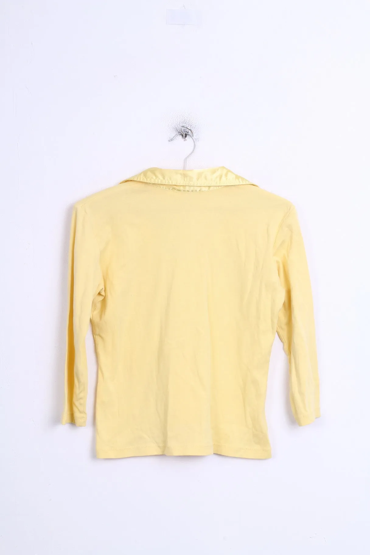 BIBA Womens 1 M Chic Blouse Yellow Collar Lace Up