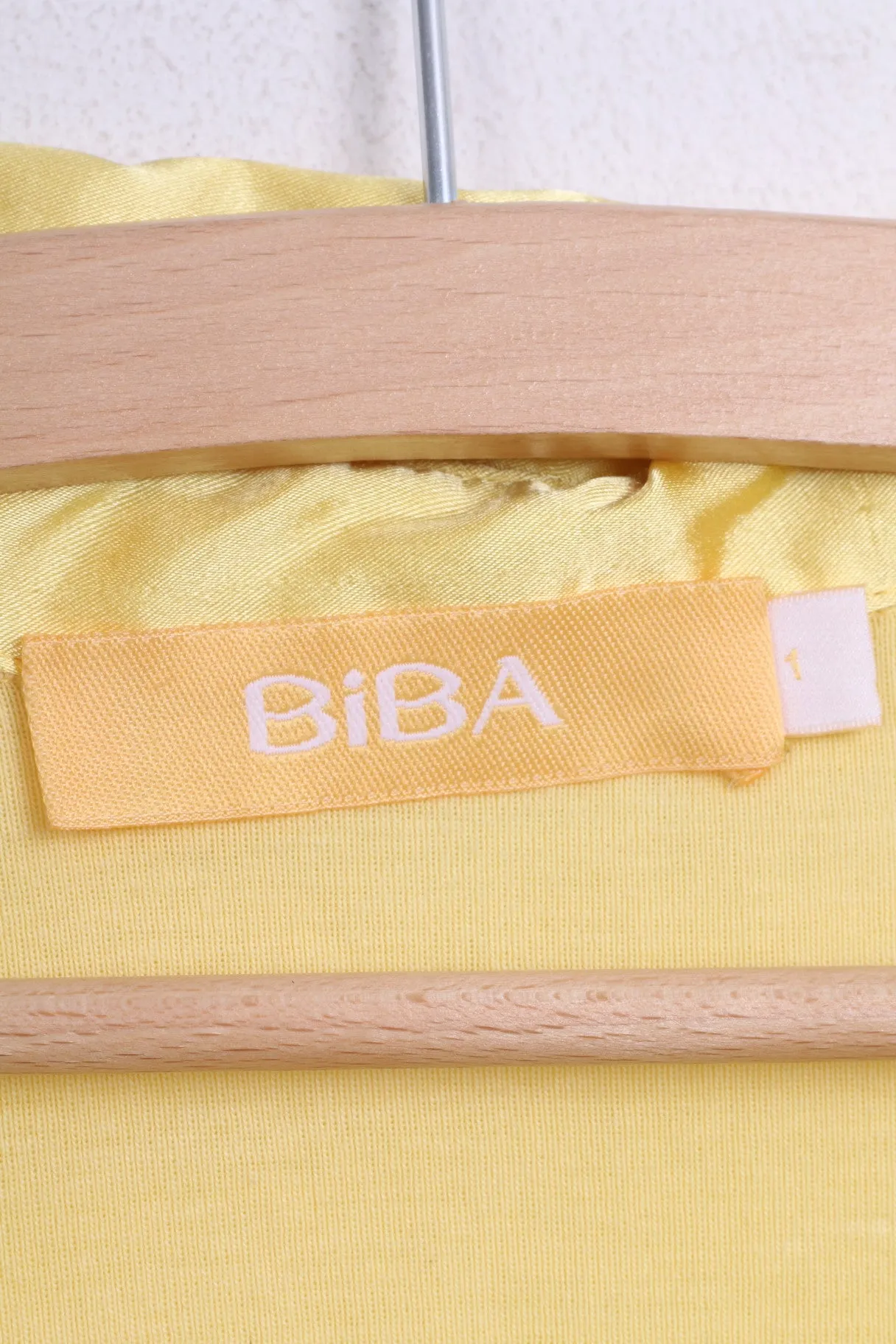 BIBA Womens 1 M Chic Blouse Yellow Collar Lace Up