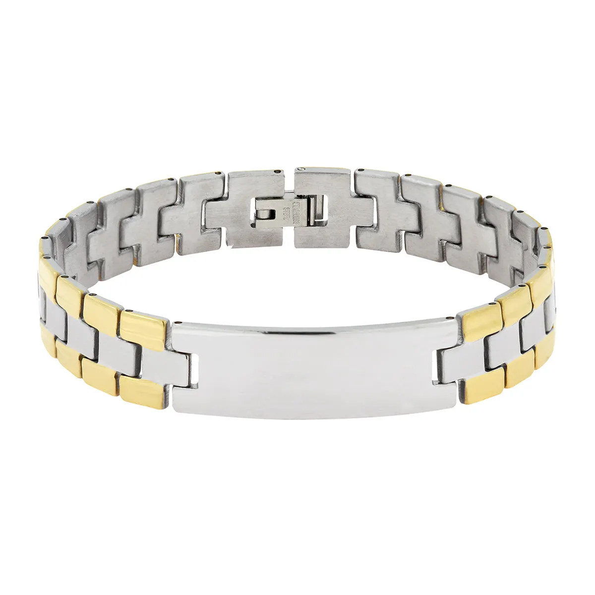 Biker Id Stainless Steel 18K Gold Pt. Matt Finish Bracelet For Boy Men