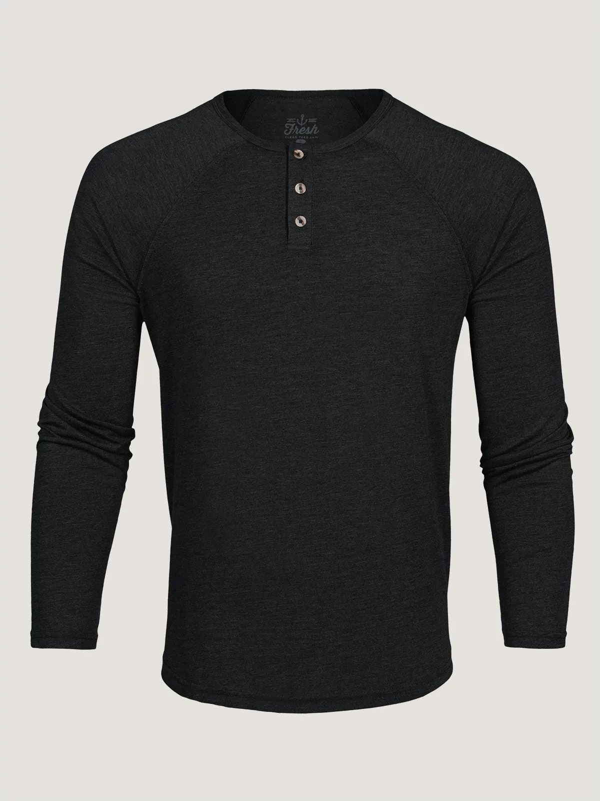 Black Slim Fit Long Sleeve Henley