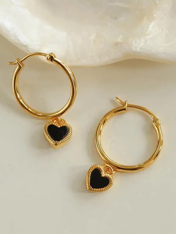 Black White Love Hoop Earrings