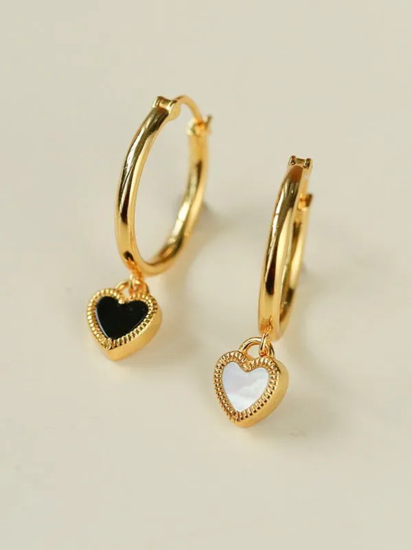 Black White Love Hoop Earrings