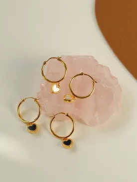 Black White Love Hoop Earrings