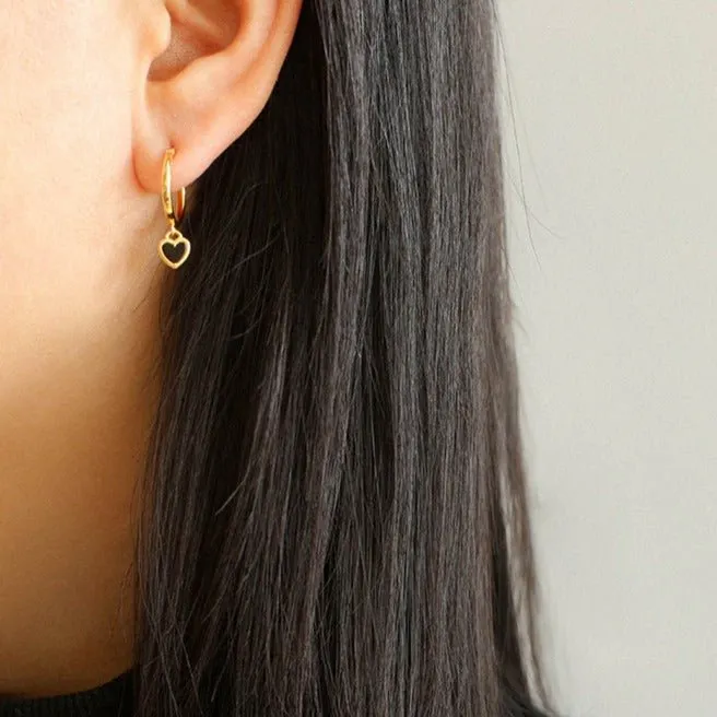 Black White Love Hoop Earrings