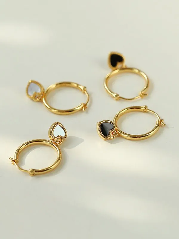 Black White Love Hoop Earrings