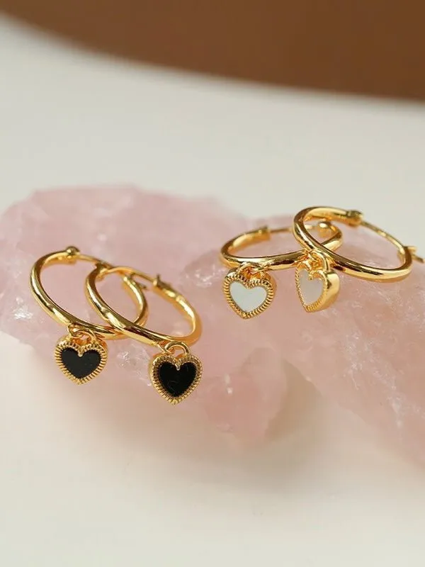 Black White Love Hoop Earrings