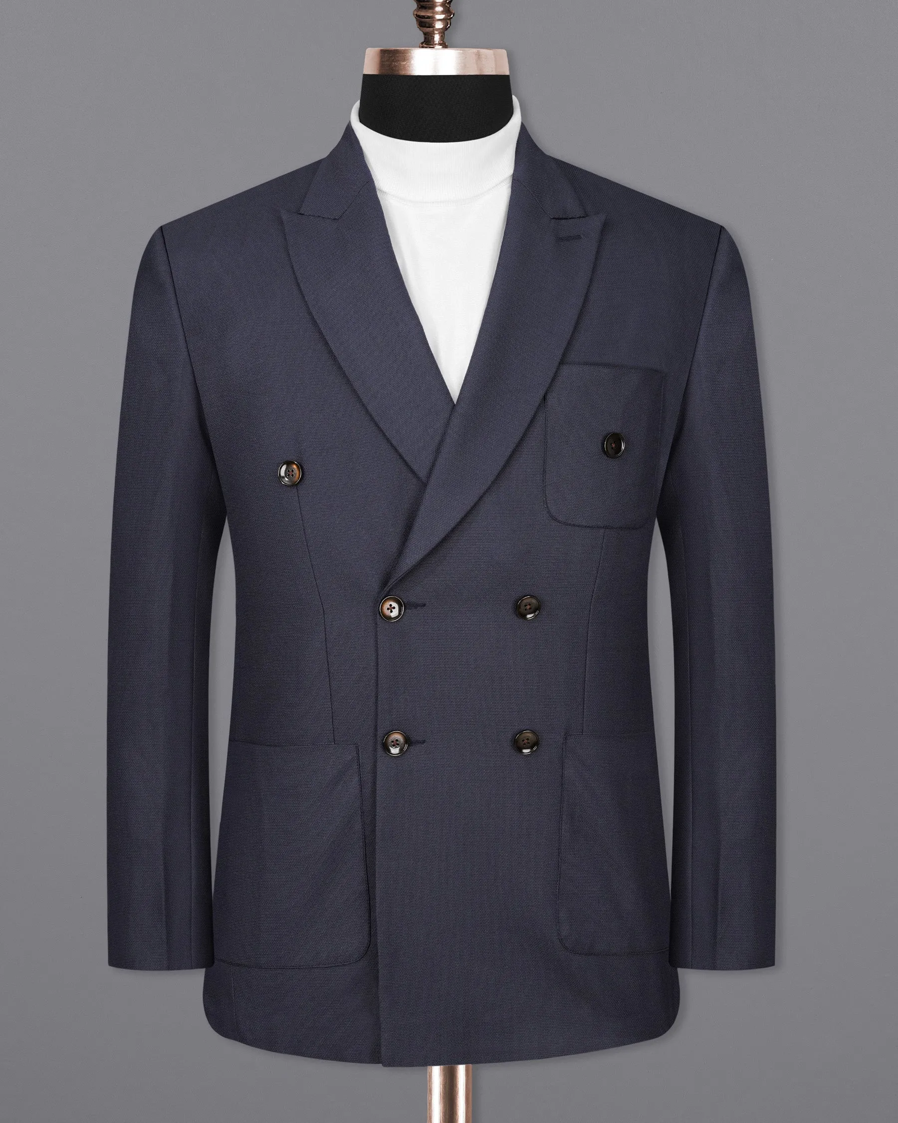 Bleached Cedar Navy Blue Double Breasted Sports Suit