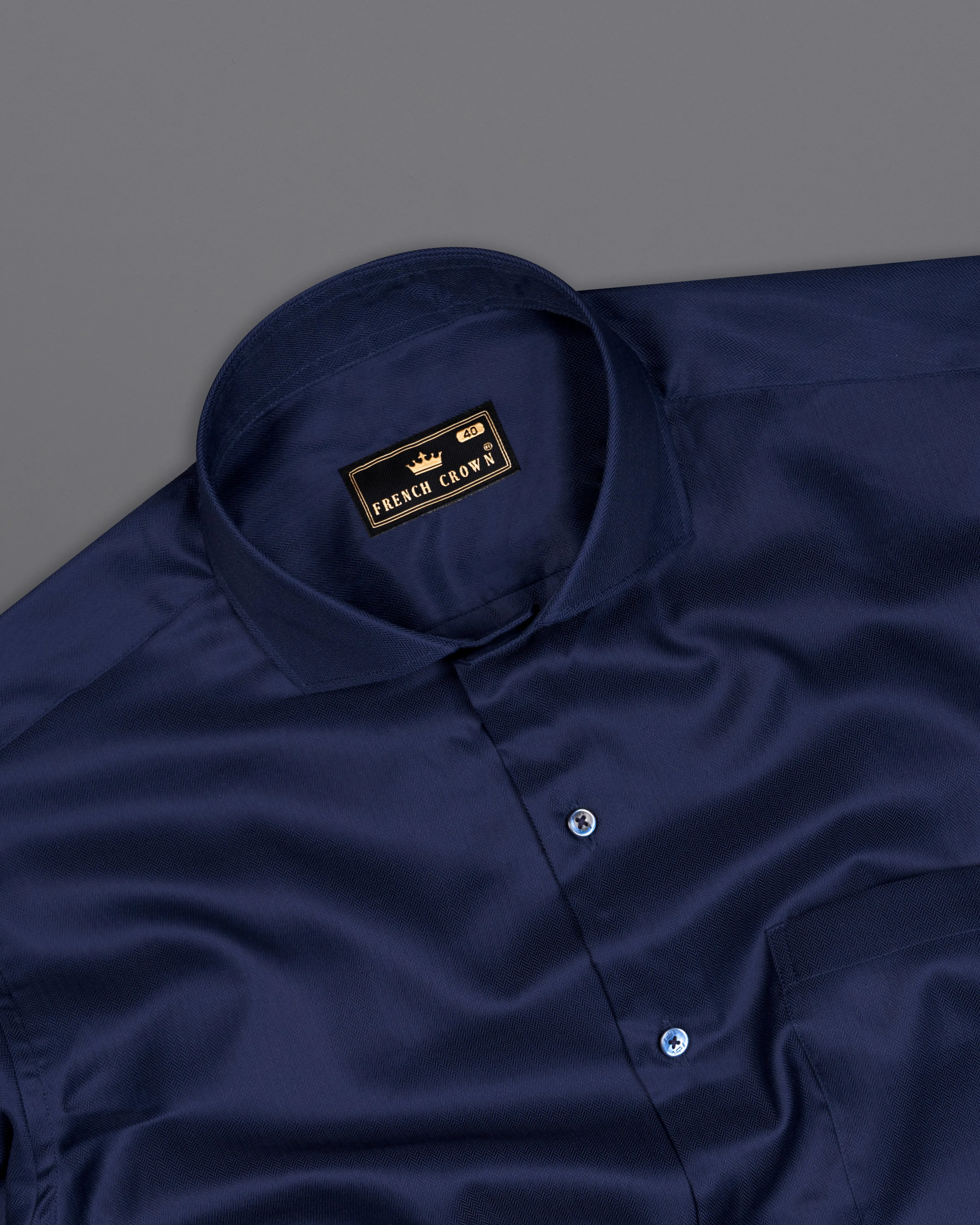 Bleached Dark Blue Herringbone Shirt