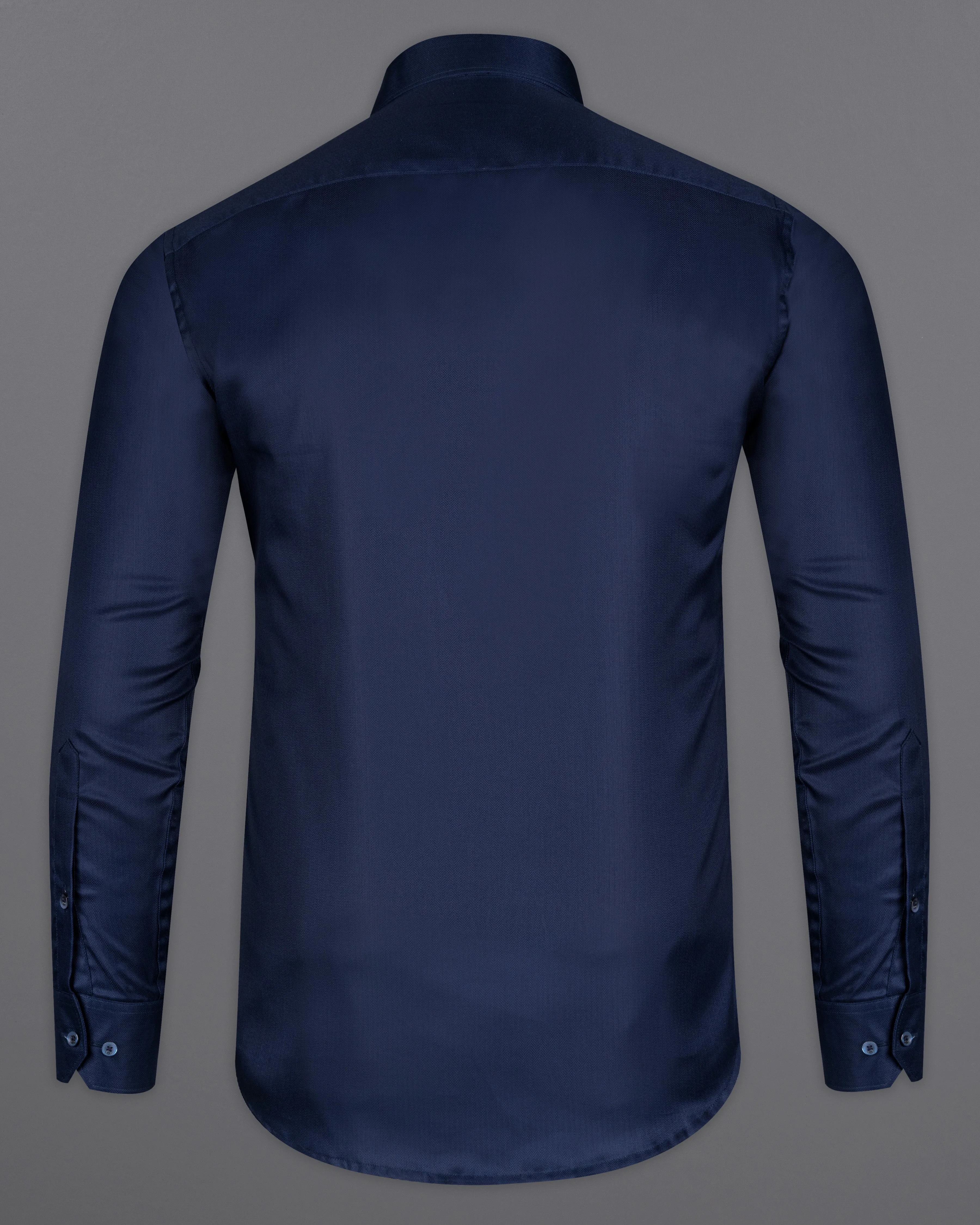 Bleached Dark Blue Herringbone Shirt