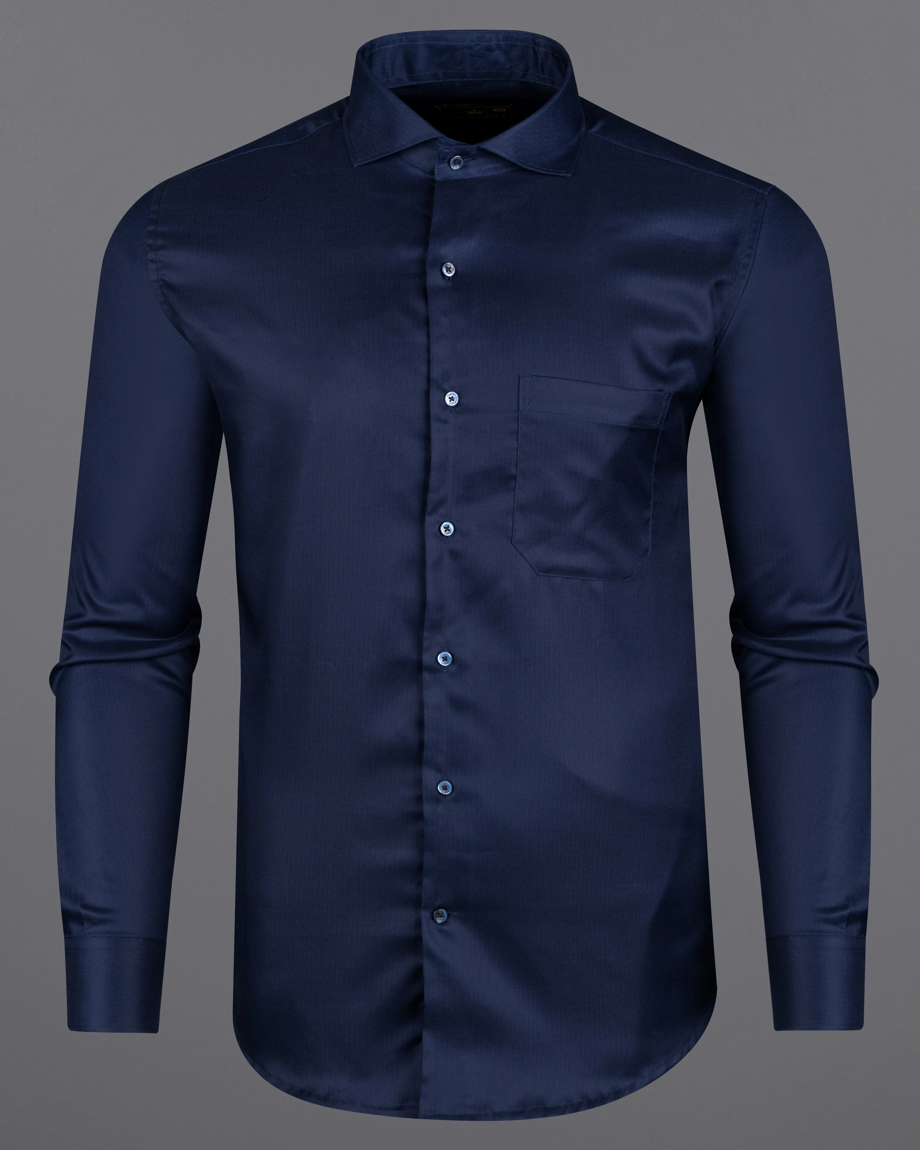 Bleached Dark Blue Herringbone Shirt