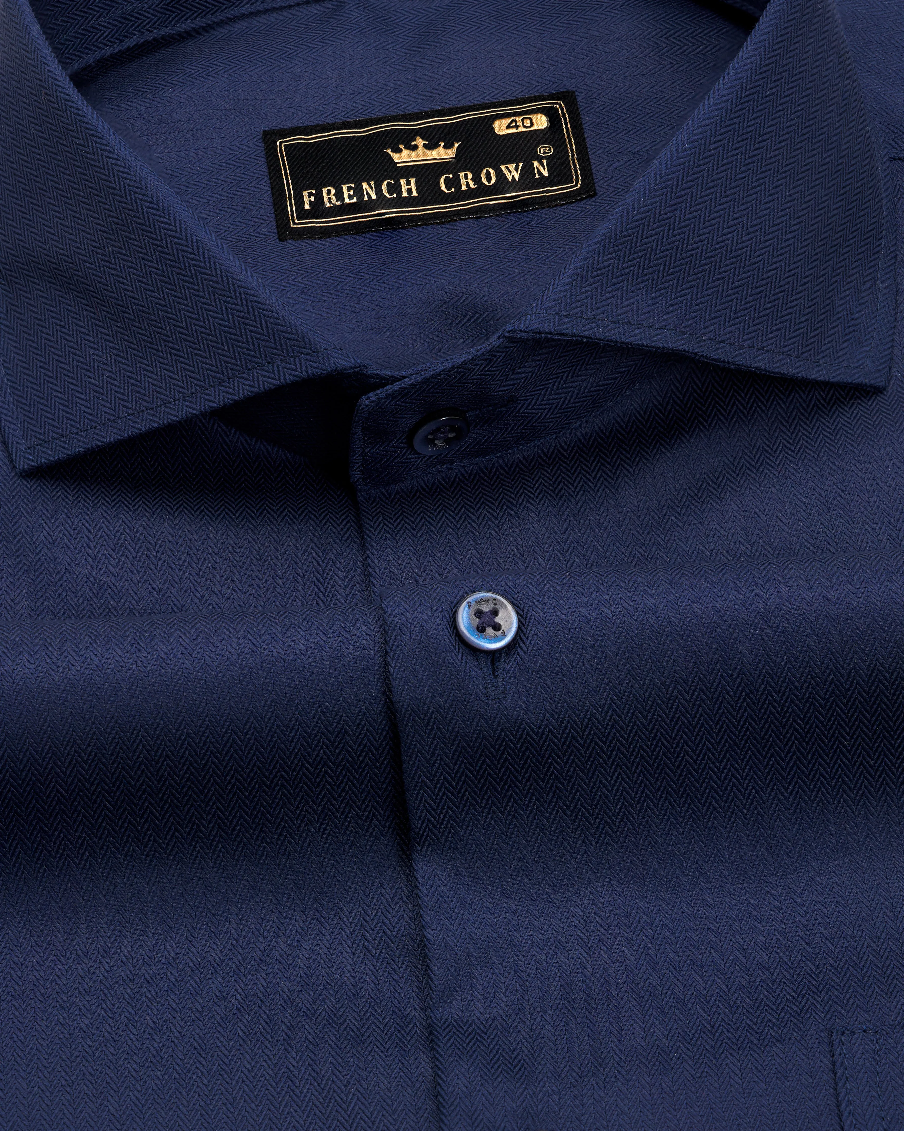 Bleached Dark Blue Herringbone Shirt