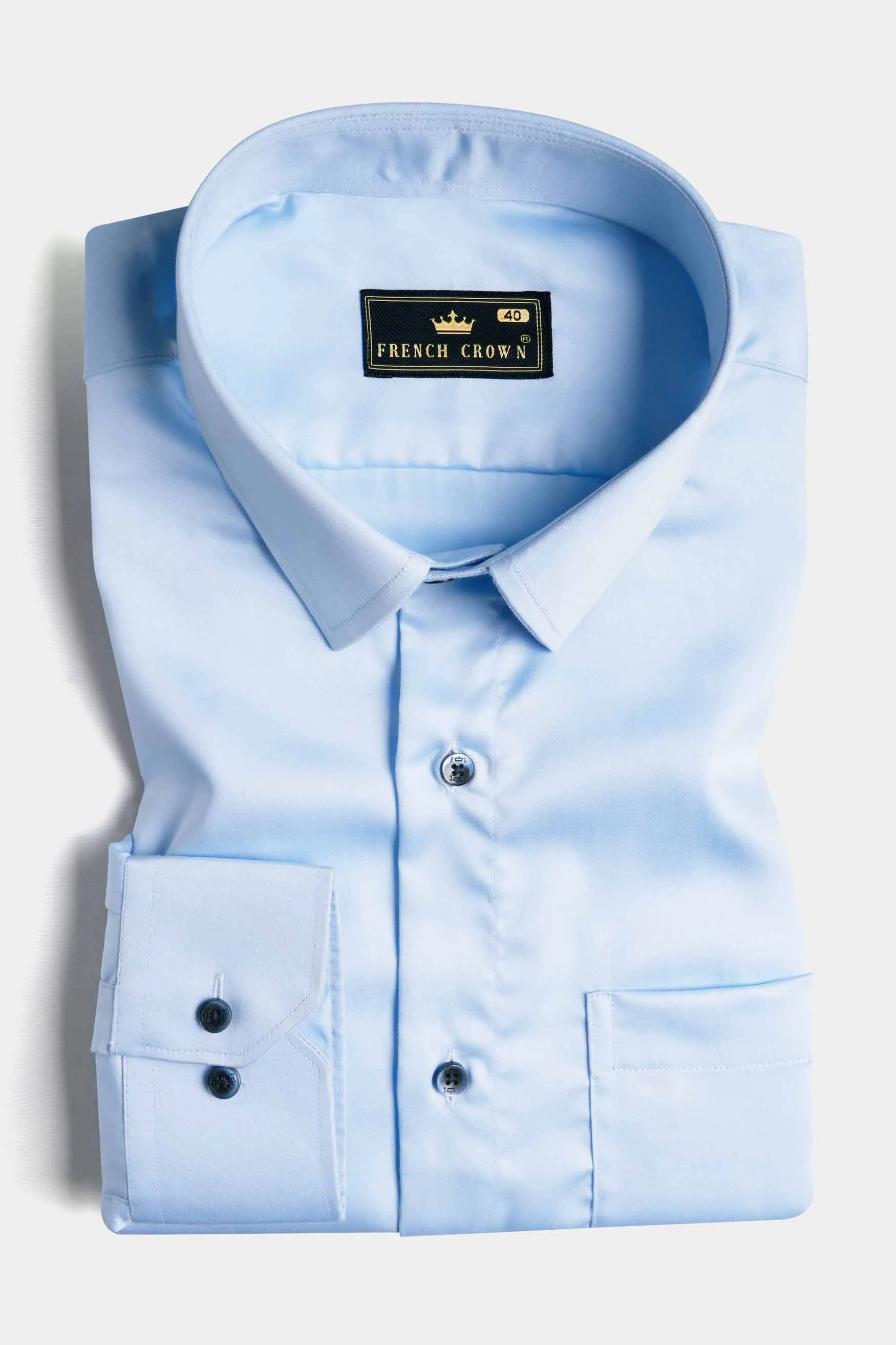 Blizzard Blue Subtle Sheen Super Soft Premium Cotton Shirt