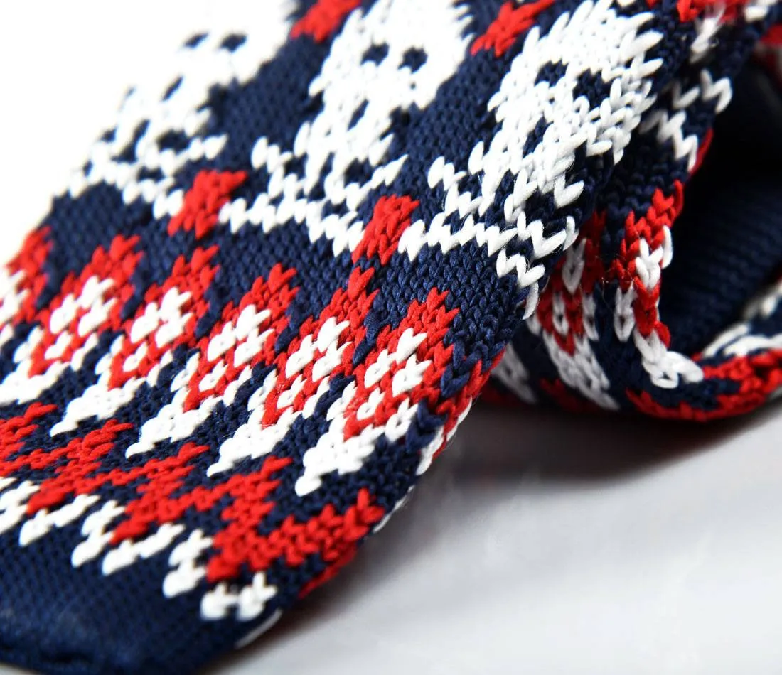 Blue & Red Skull Pattern Neck Tie