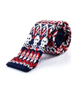 Blue & Red Skull Pattern Neck Tie