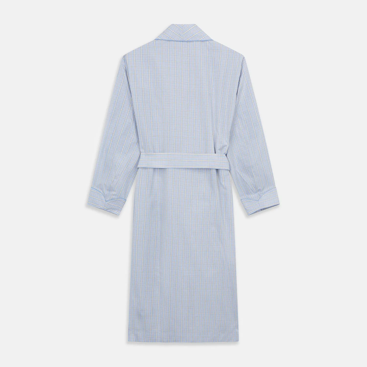 Blue and Yellow Check Poplin Cotton Dressing Gown