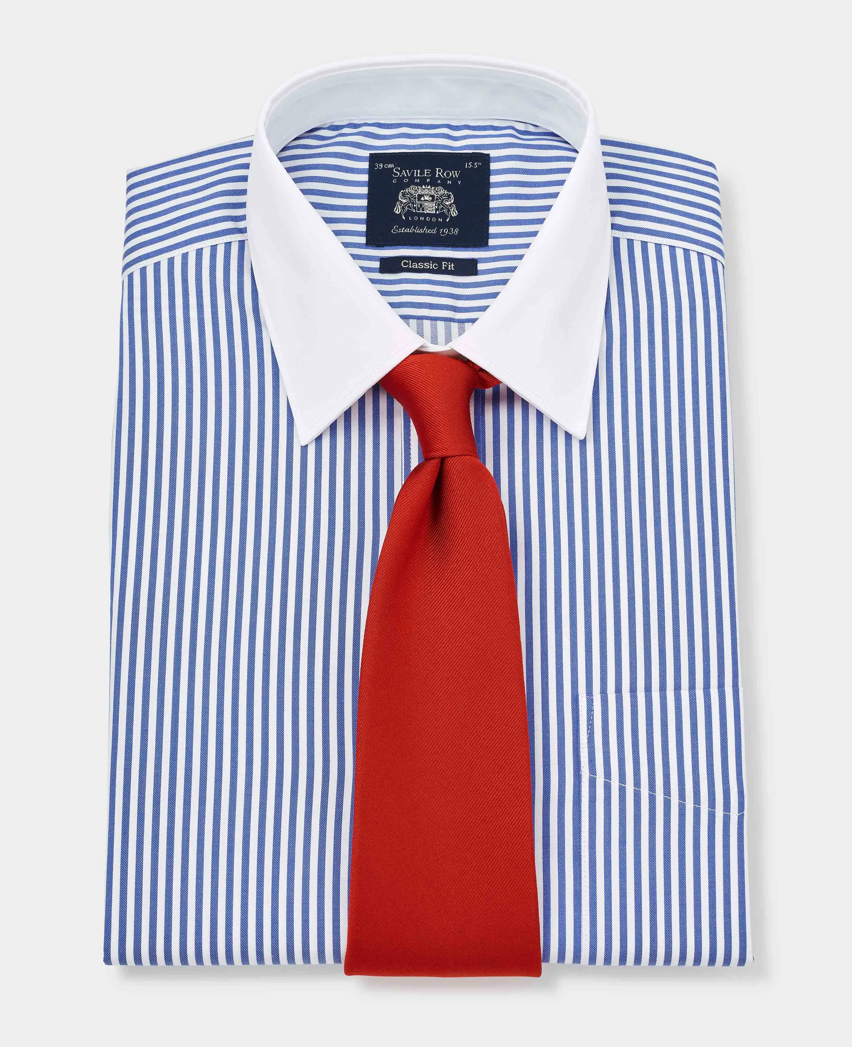 Blue Bengal Stripe Windsor Collar Classic Fit Formal Shirt - Double Cuff