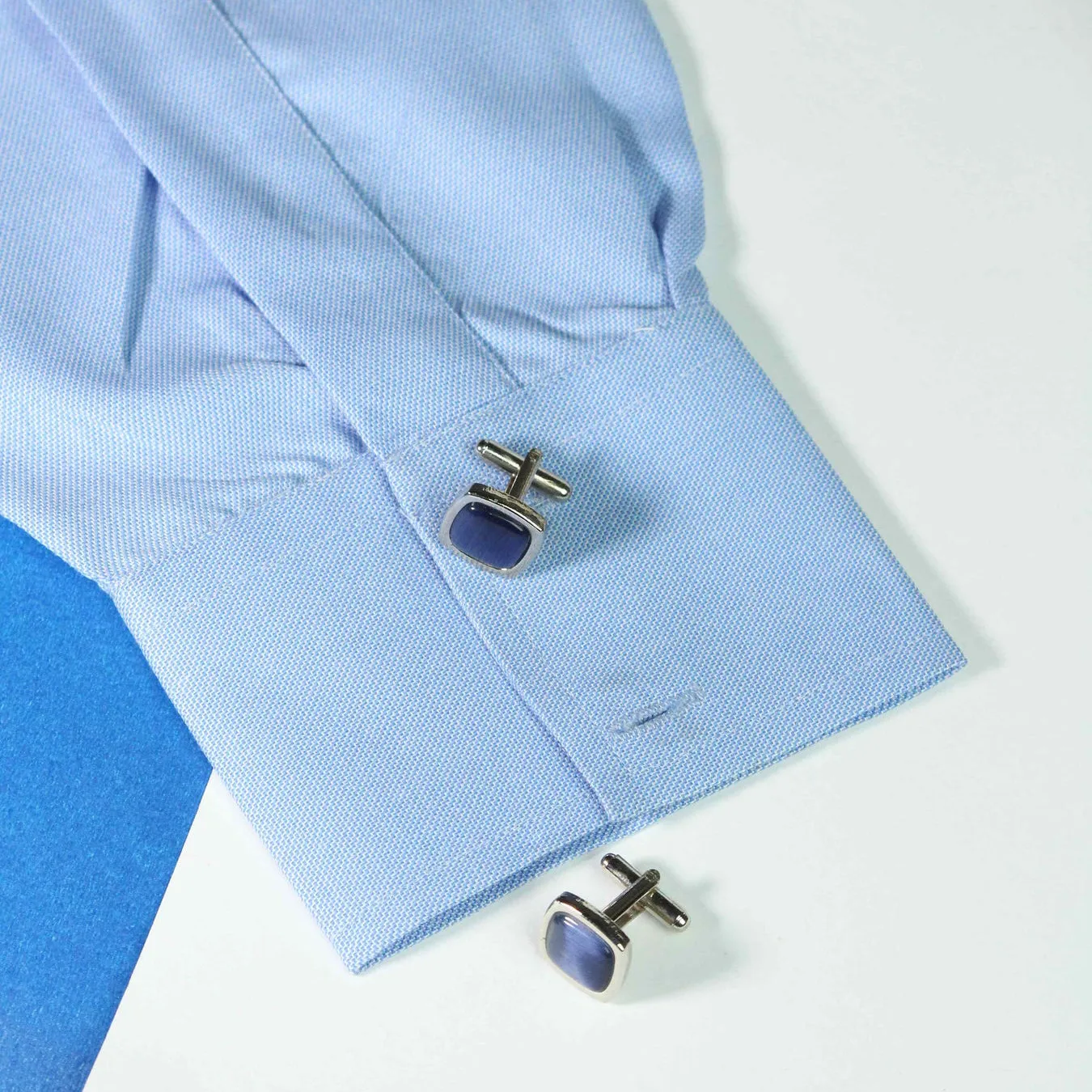 Blue Crystal Cufflinks In Box