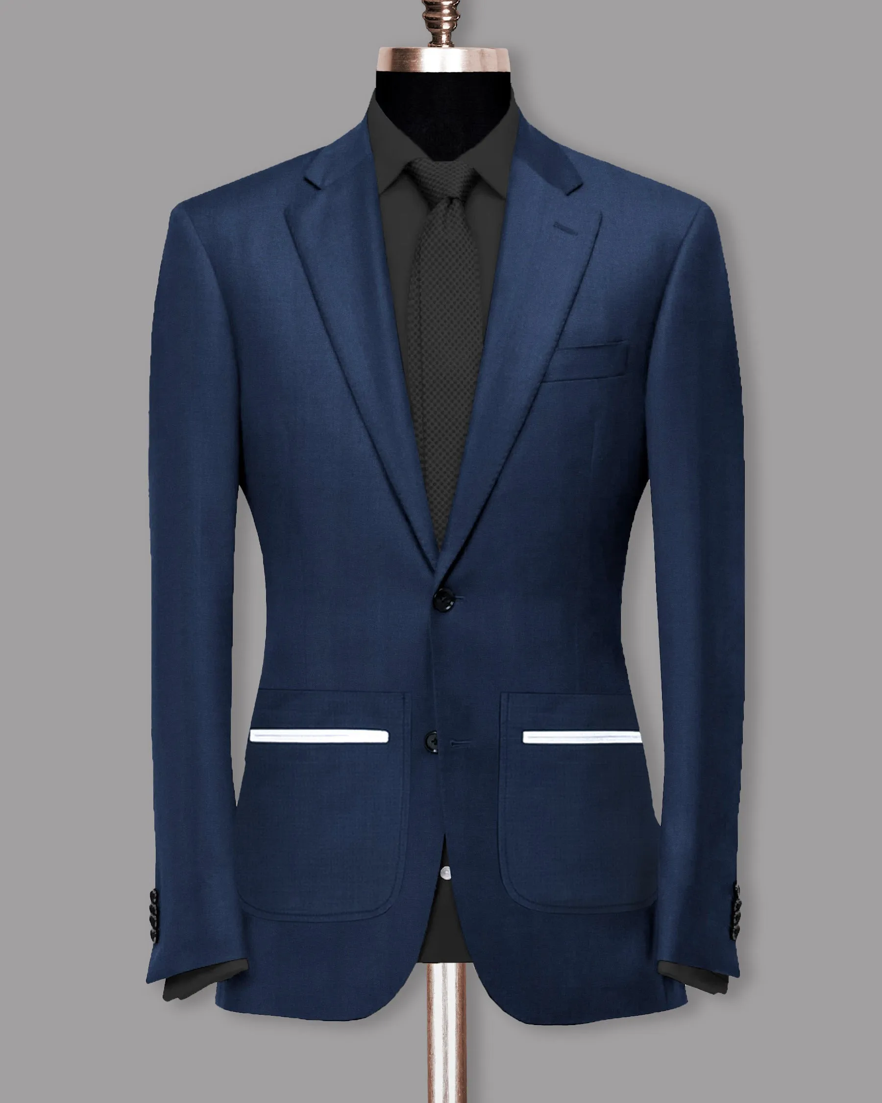 Blue Patch Subtle Sheen Pockets Performance Suit