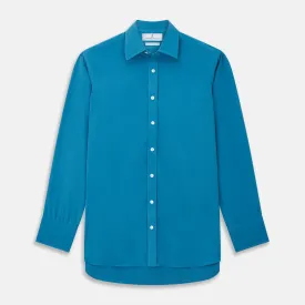 Blue Silk Regular Fit Mayfair Shirt