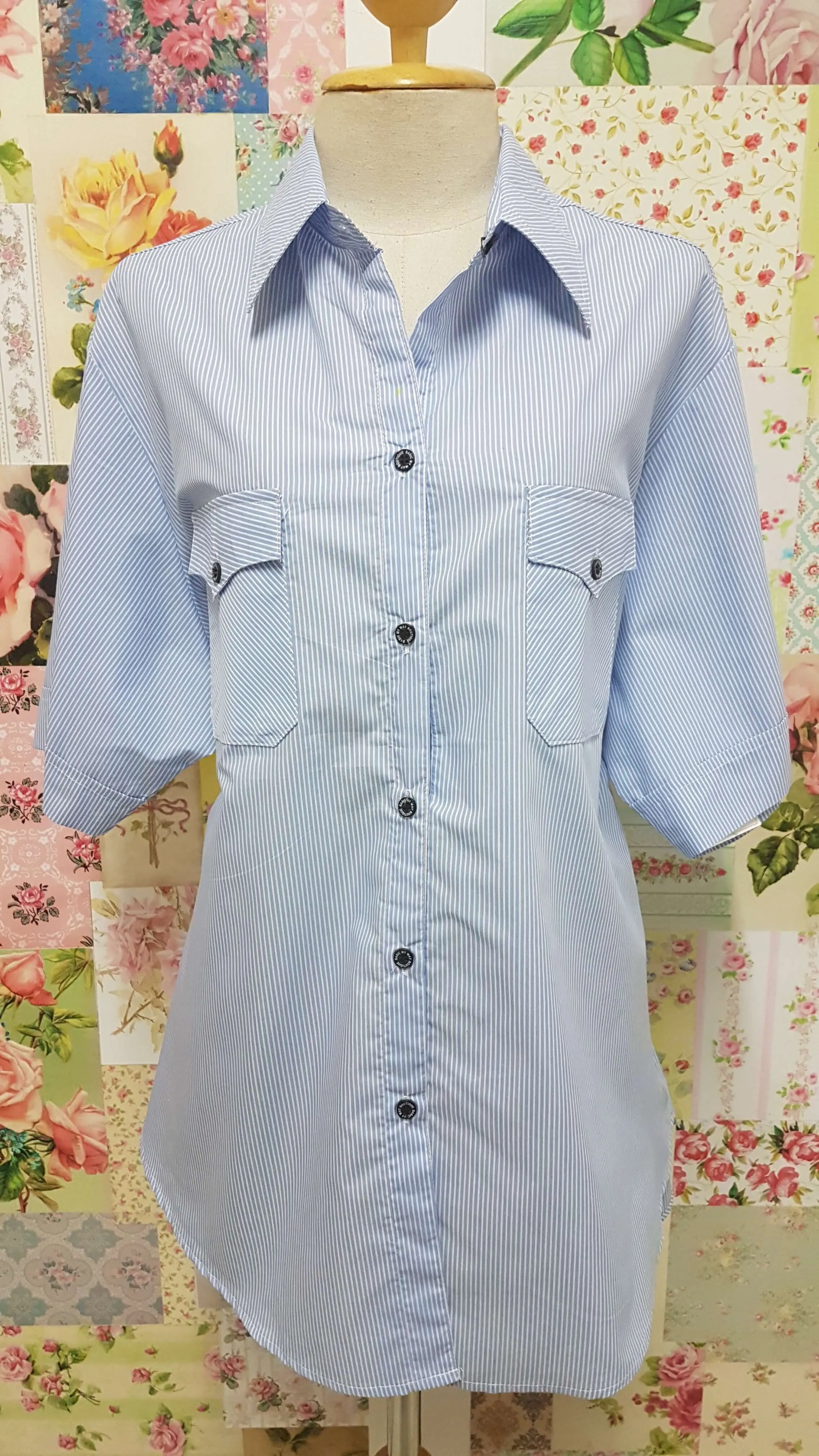 Blue Striped Blouse CE025