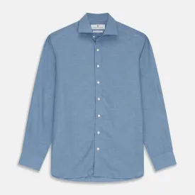 Blue Tailored Fit Shirt with Kent Collar and 2-Button Cuffs