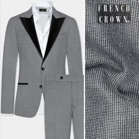 Boulder Gray Textured Wool Blend Peak Collar Tuxedo Suit