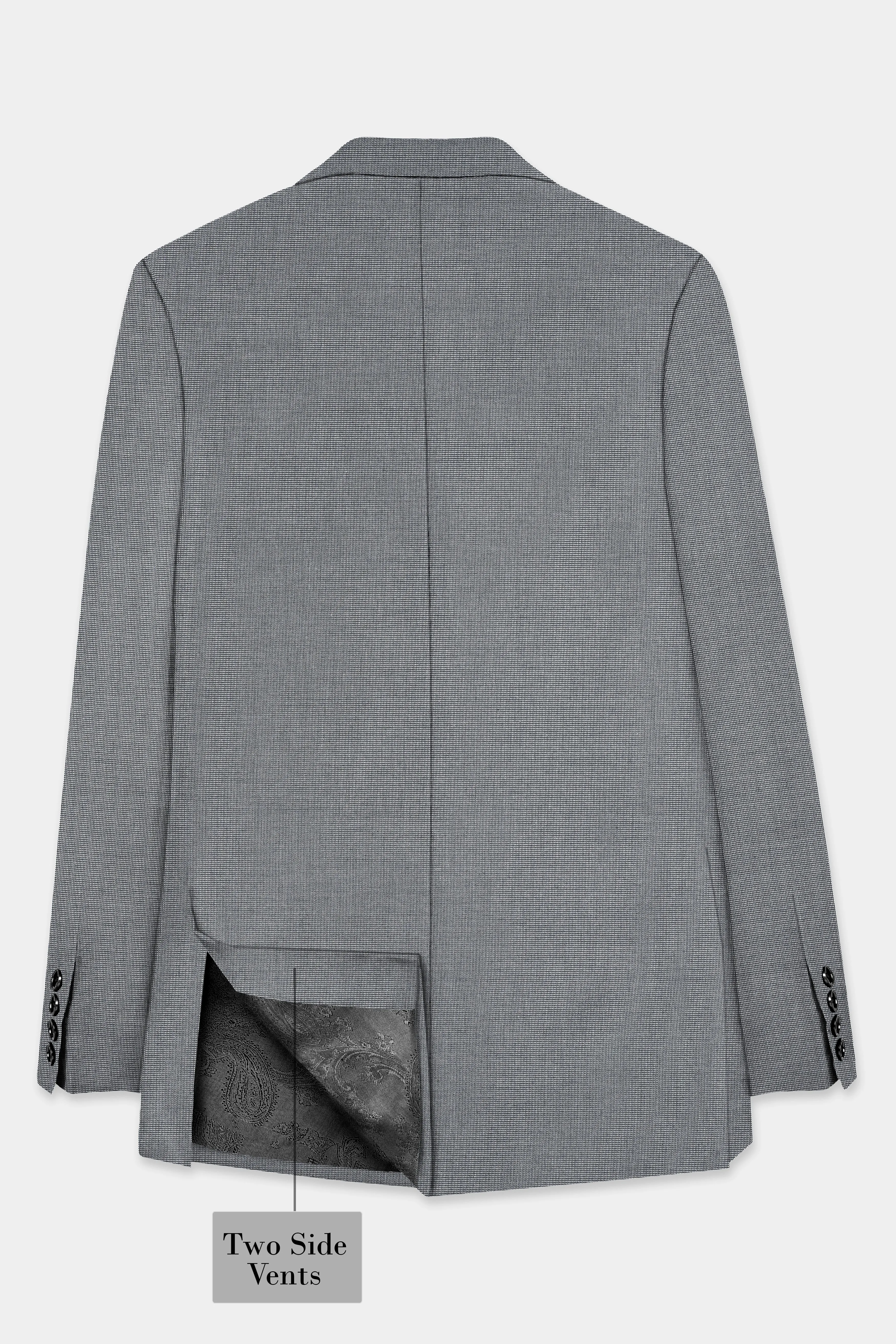 Boulder Gray Textured Wool Blend Peak Collar Tuxedo Suit