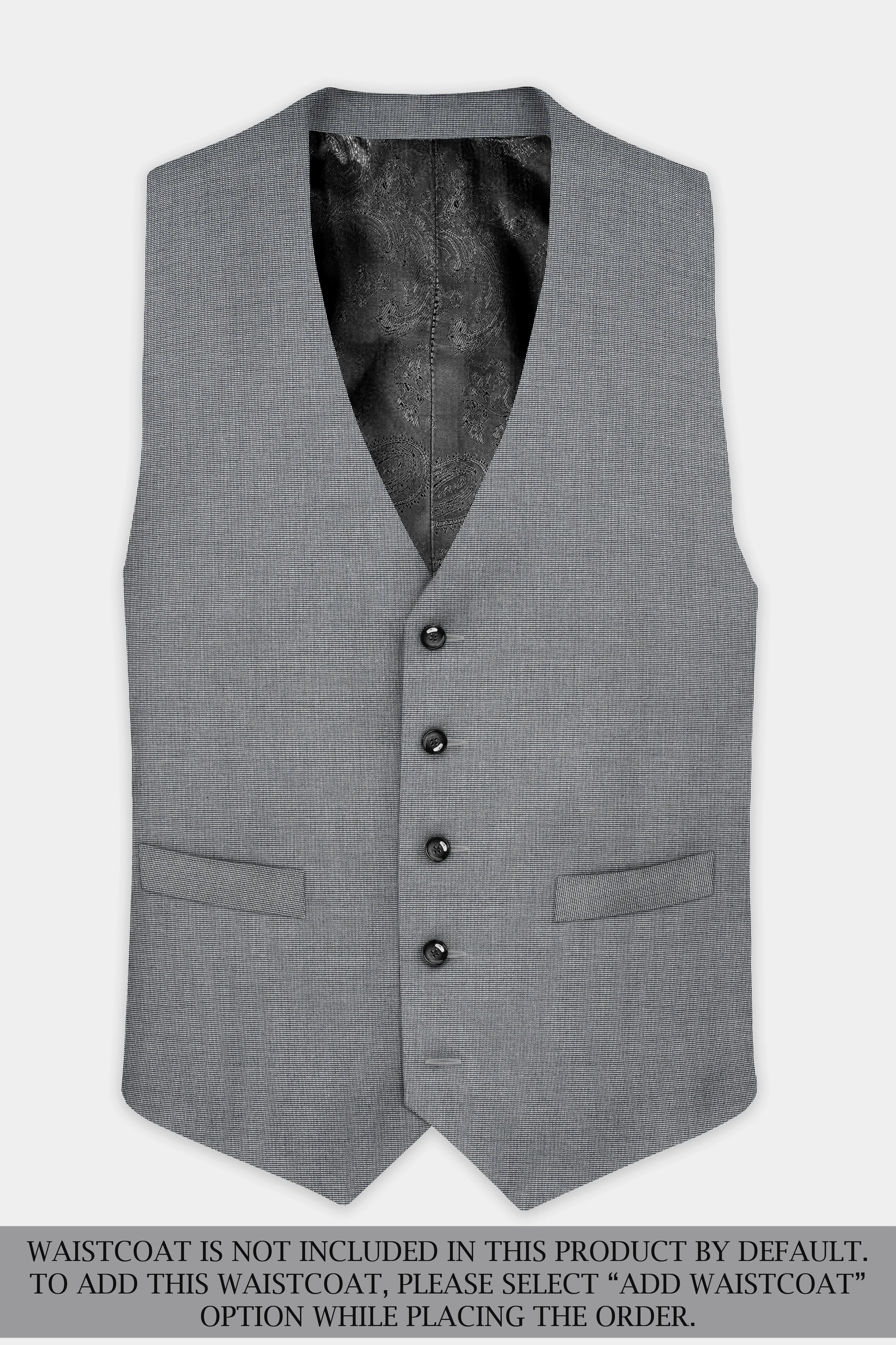 Boulder Gray Textured Wool Blend Peak Collar Tuxedo Suit