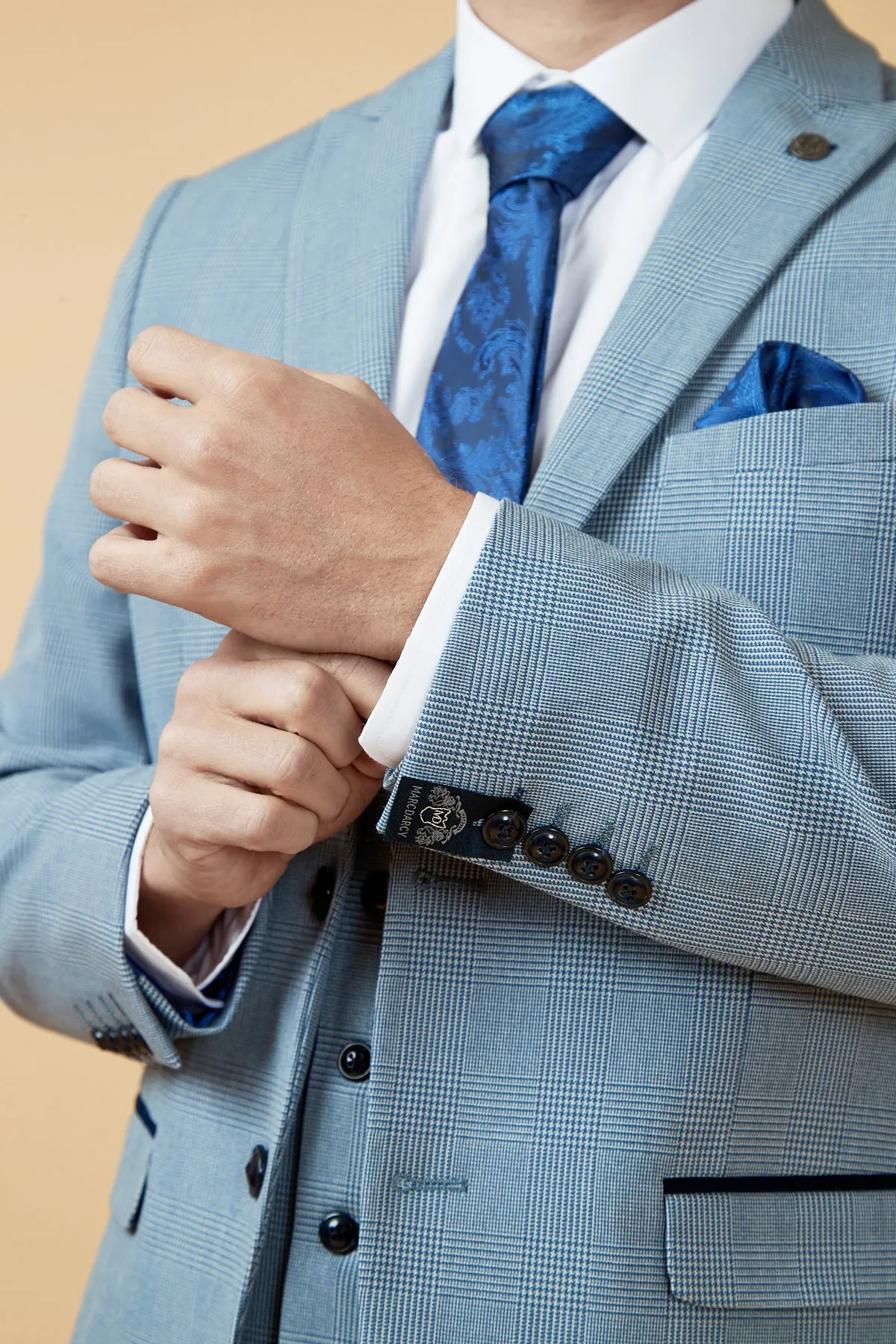 BROMLEY - Sky Blue Check Blazer