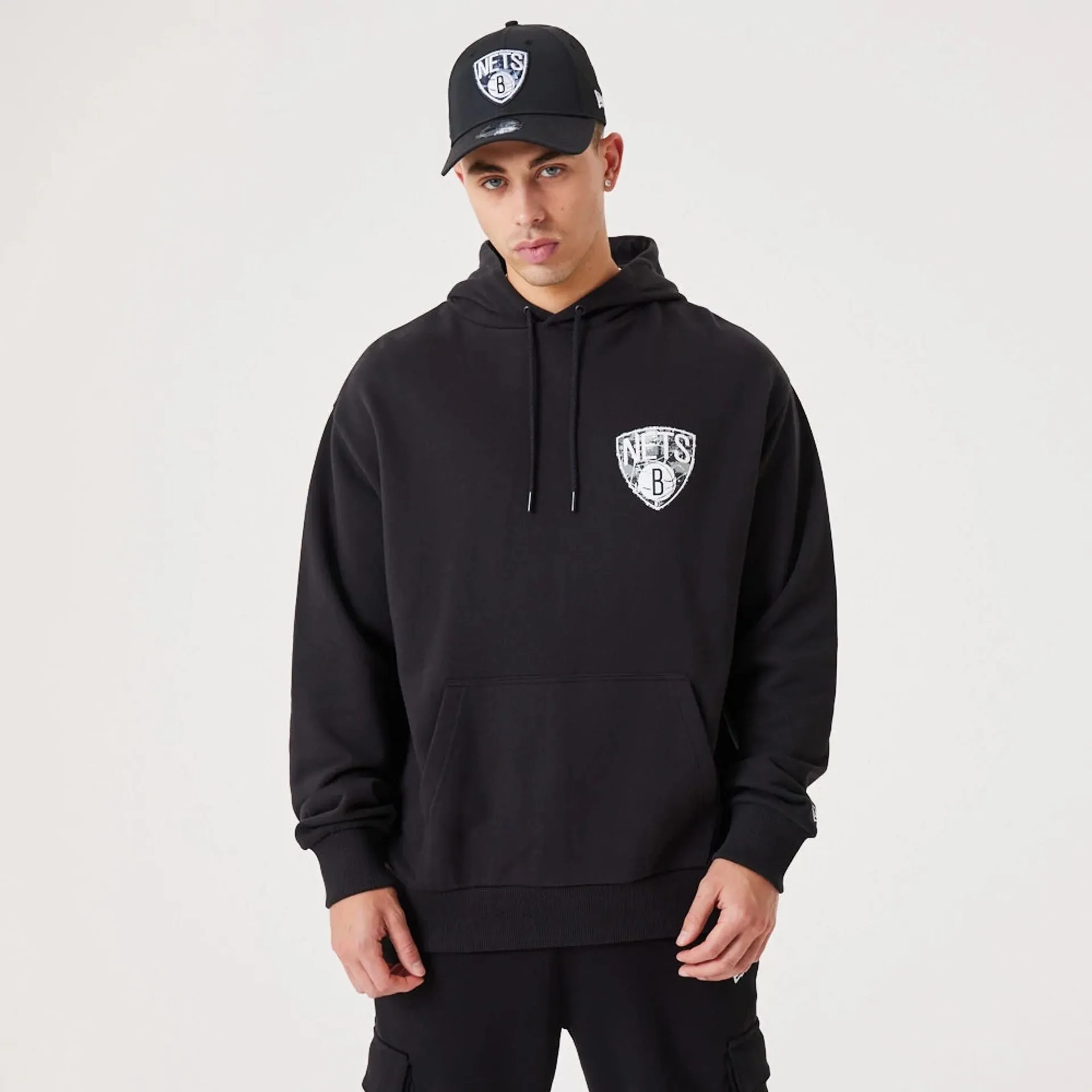 Brooklyn Nets NBA Infill Team Logo Black Pullover Hoodie