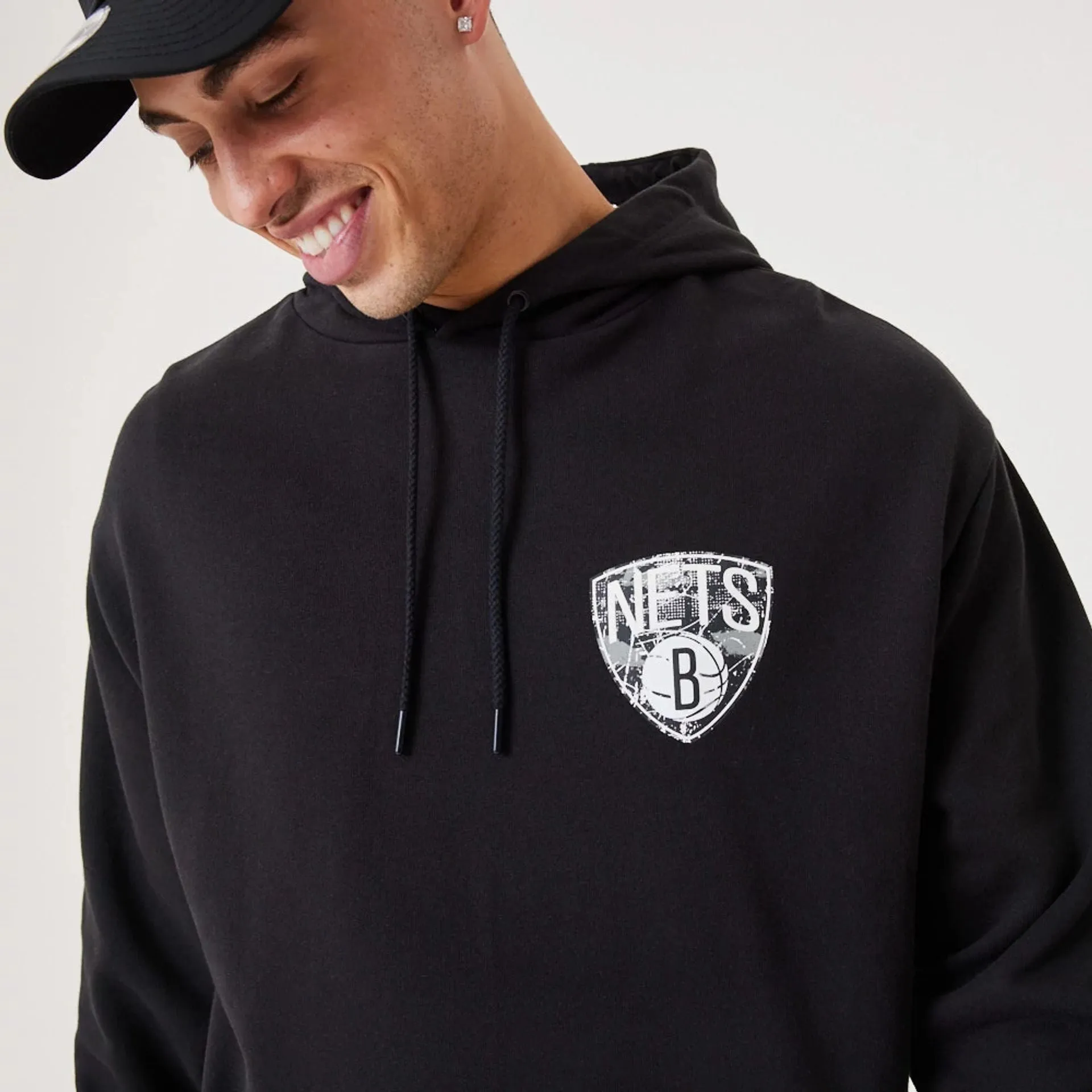 Brooklyn Nets NBA Infill Team Logo Black Pullover Hoodie