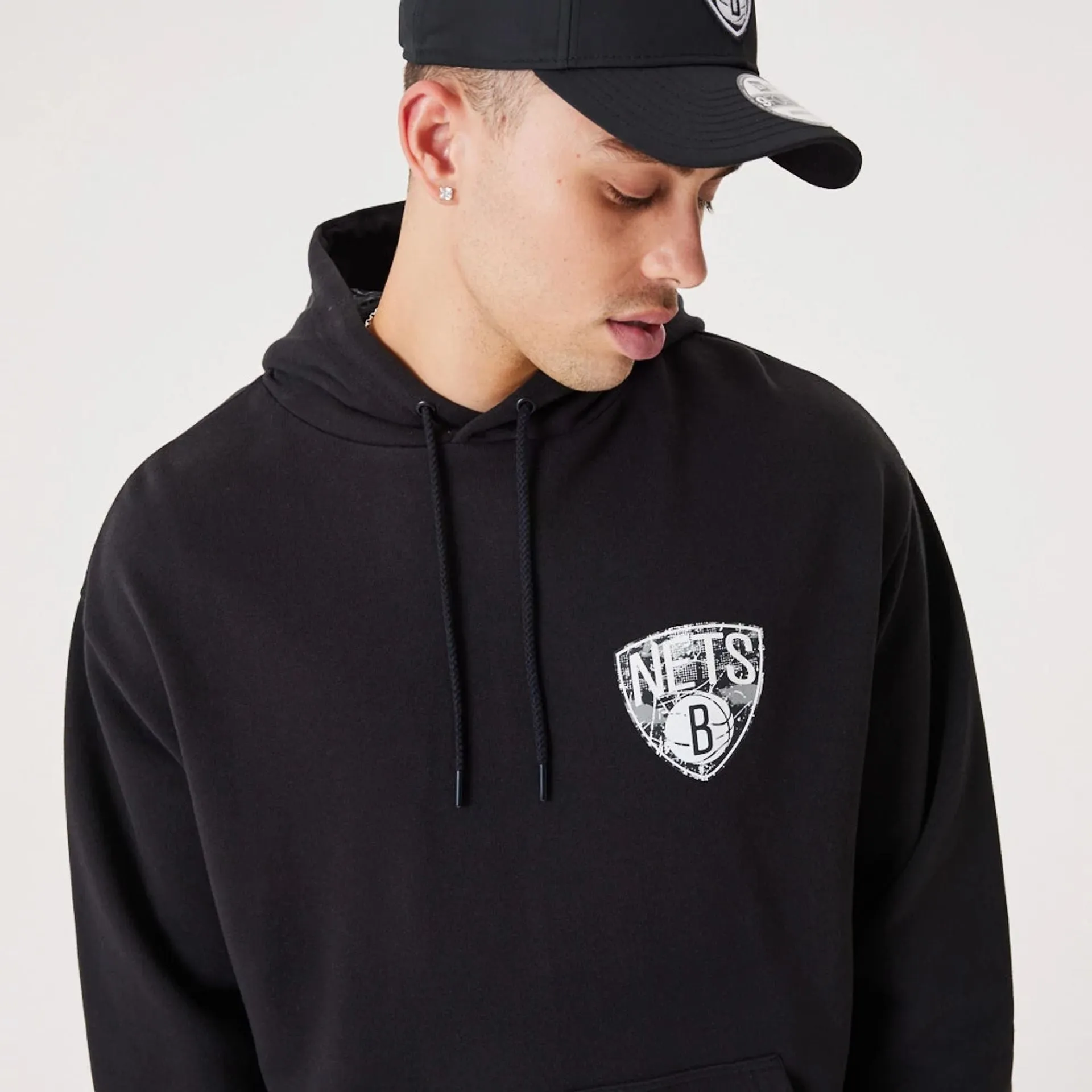 Brooklyn Nets NBA Infill Team Logo Black Pullover Hoodie