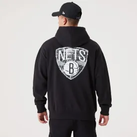 Brooklyn Nets NBA Infill Team Logo Black Pullover Hoodie