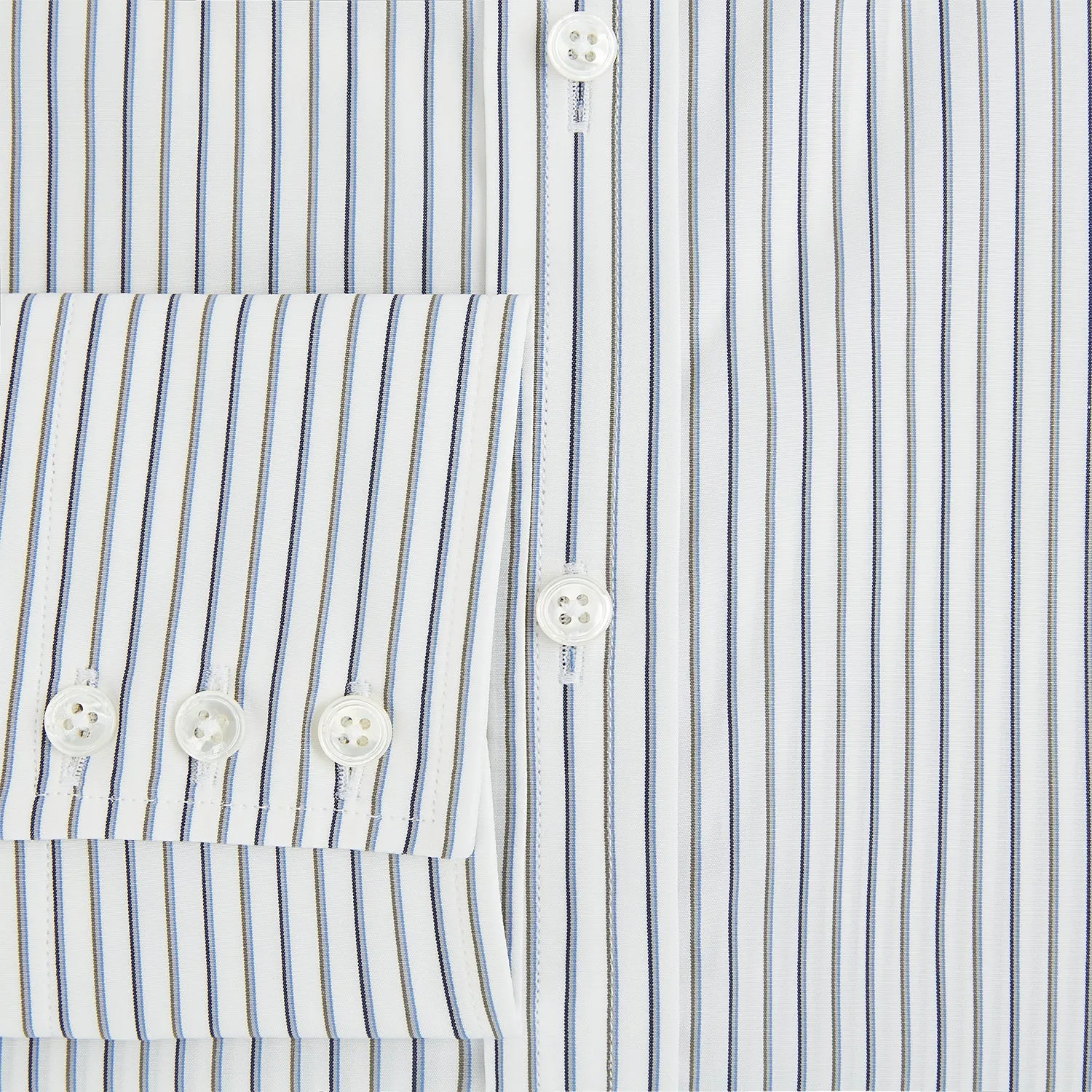 Brown and Blue Shadow Stripe Mayfair Shirt